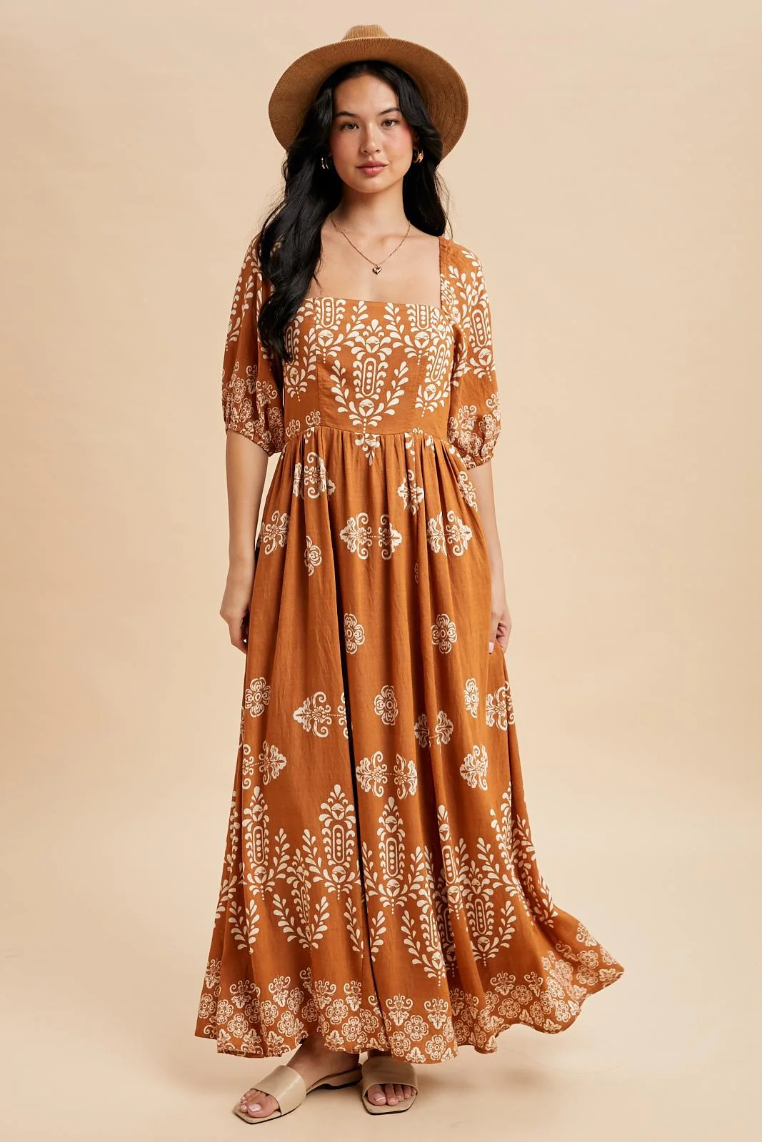 Amber Damask Print Short Sleeve Maternity Maxi Dress - Image 6