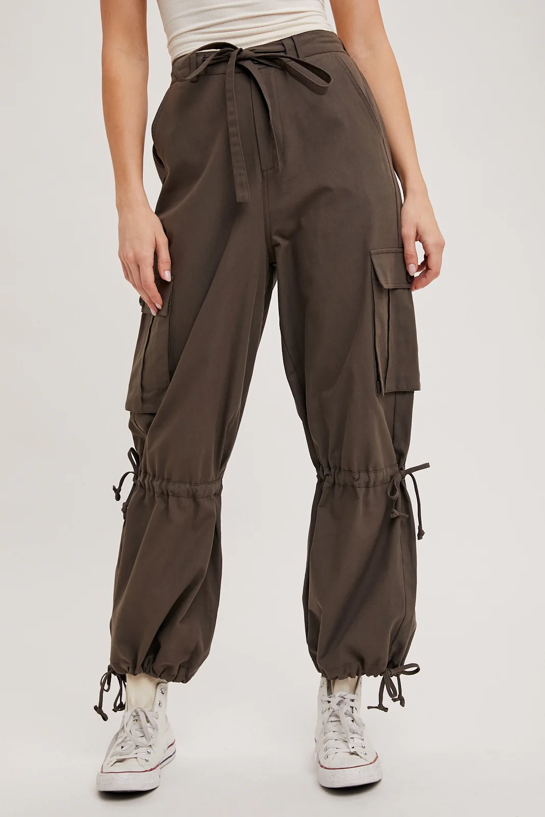 Ash High-Rise Drawstring Cargo Wide Leg Pants - Image 2