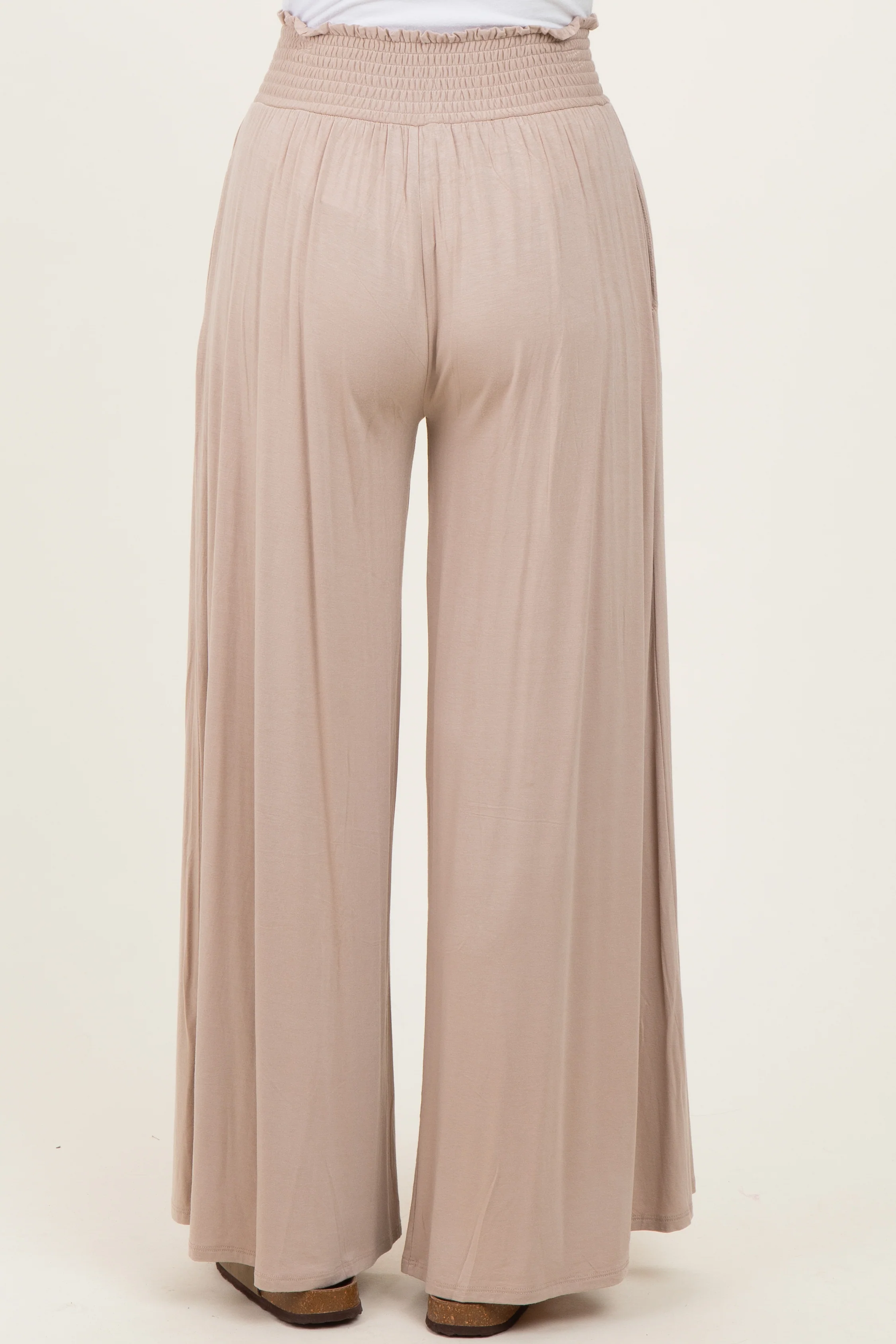 Ash Mocha Smocked Waist Wide Leg Pants - Image 5