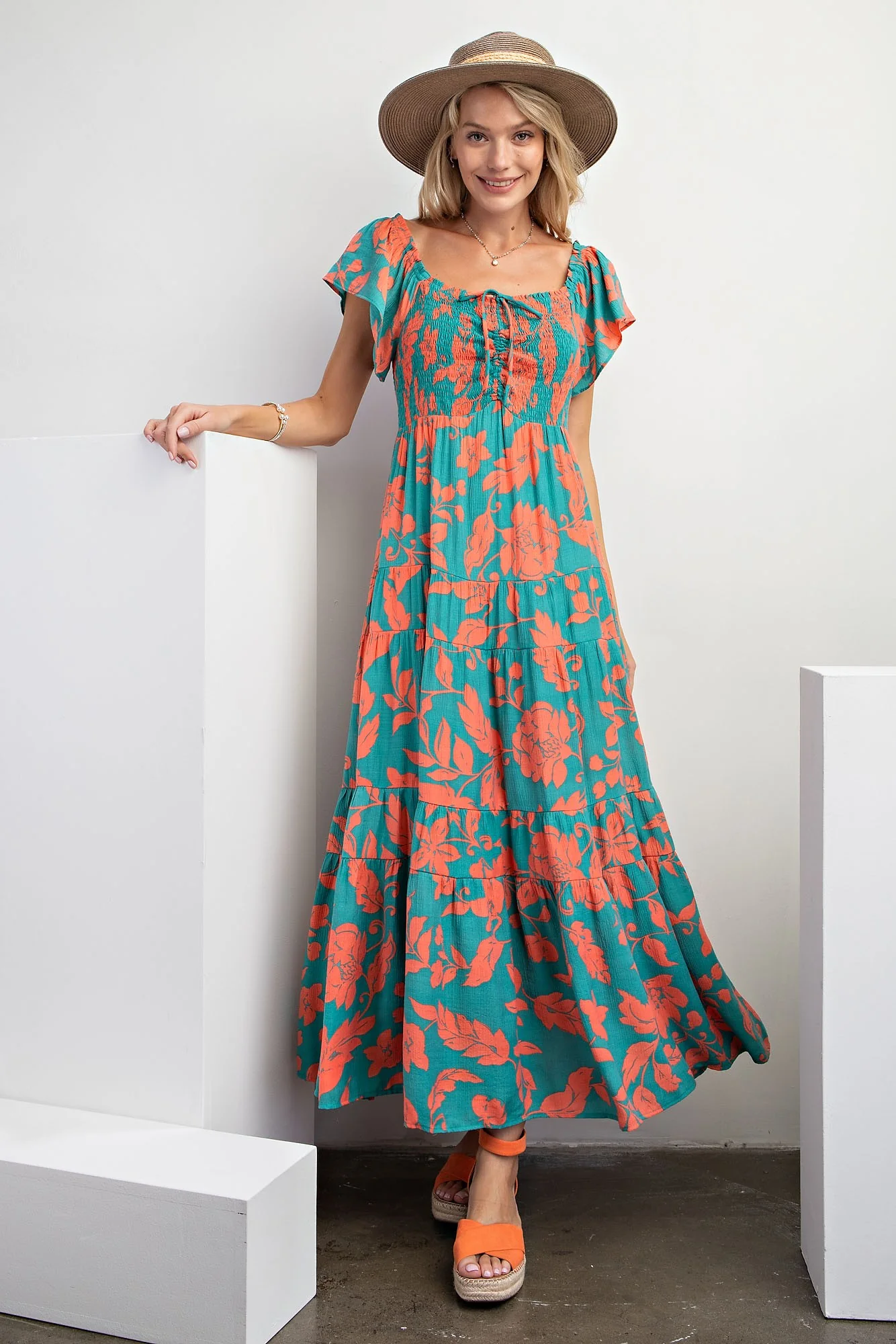 Atlantis Green Short Sleeve Printed Woven Maxi Dress - Image 2