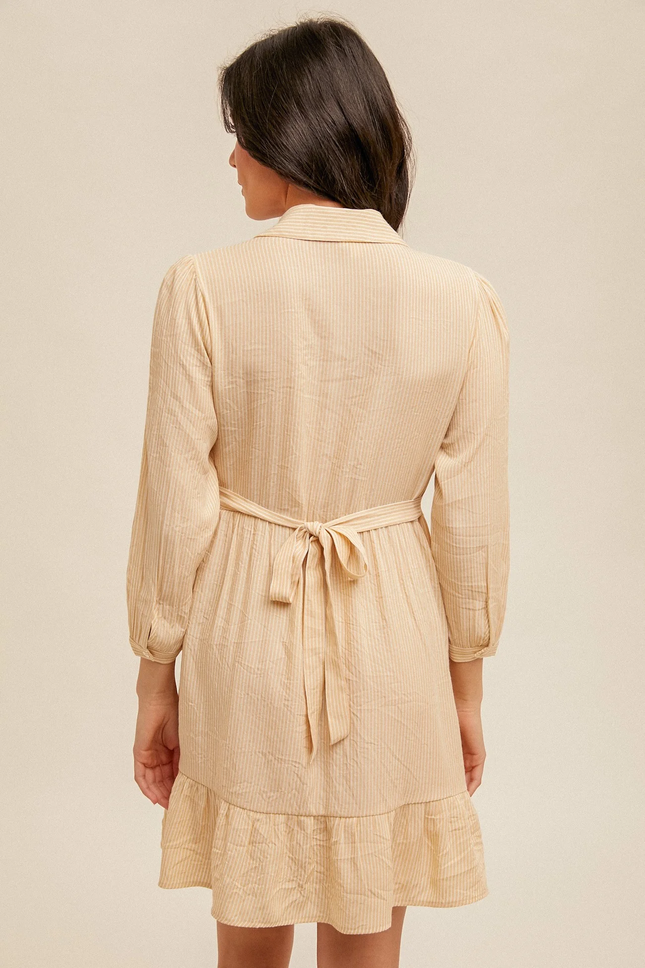 Banana Tie Waist Stripe Shirt Dress - Image 5