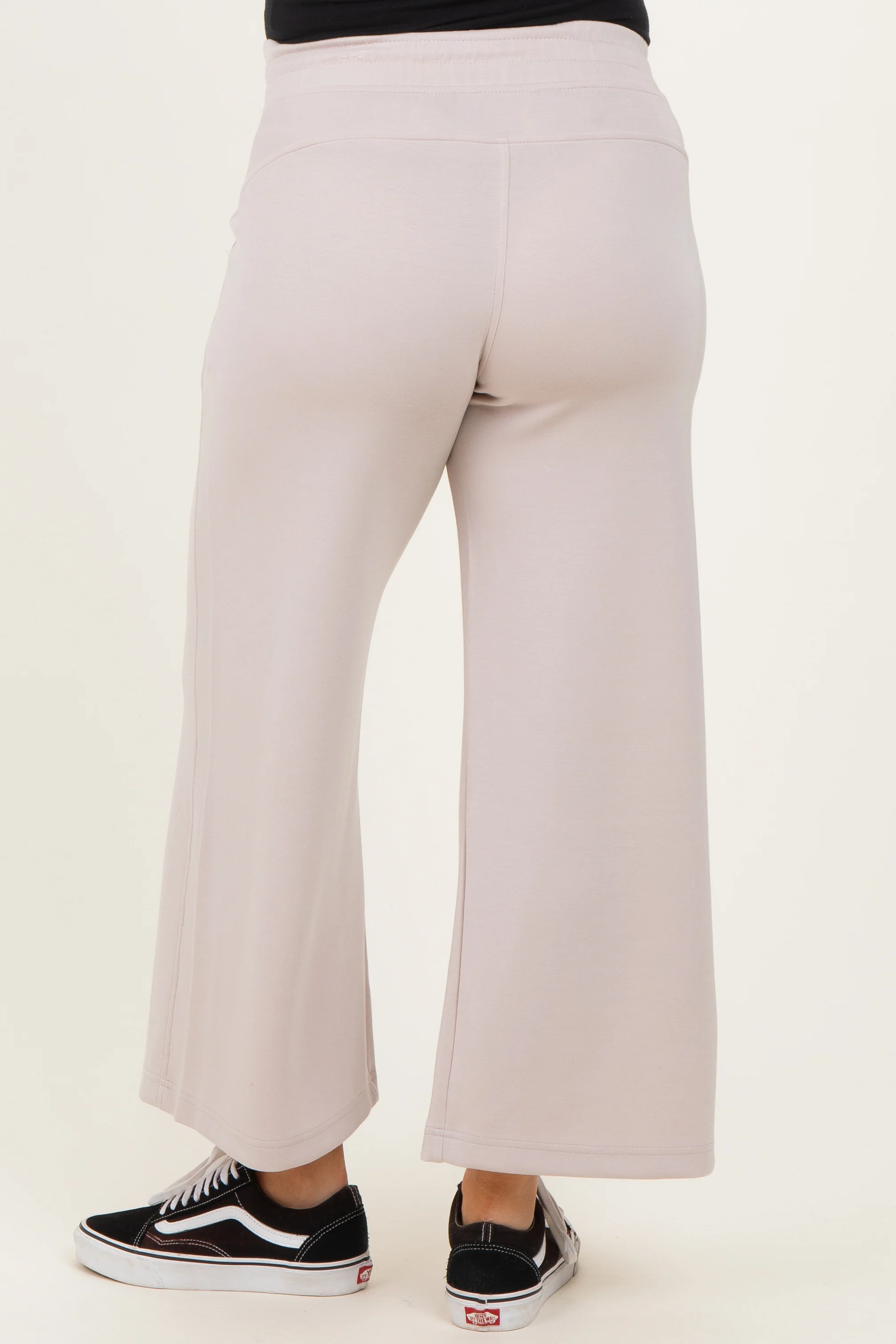 Beige Ankle Wide Leg Maternity Lounge Pants - Image 2