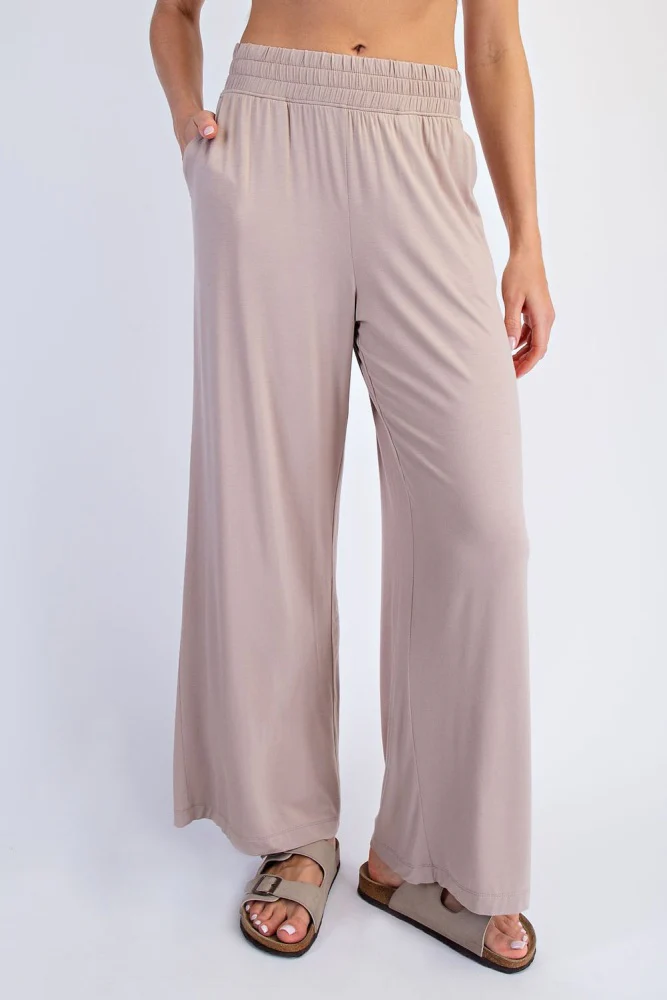 Beige Ankle Wide Leg Pants - Image 3
