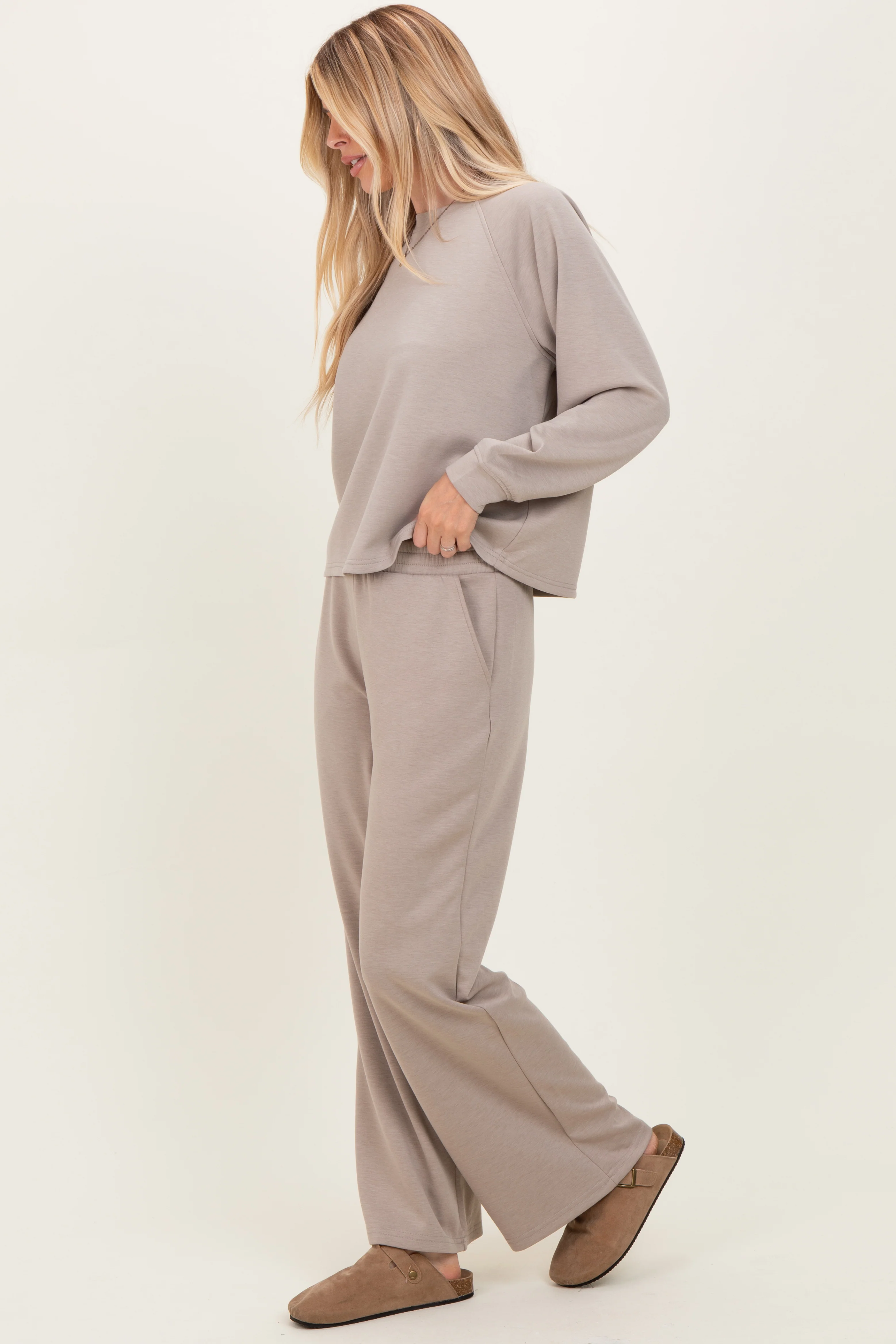 Beige Crewneck Pullover Pant Set - Image 3