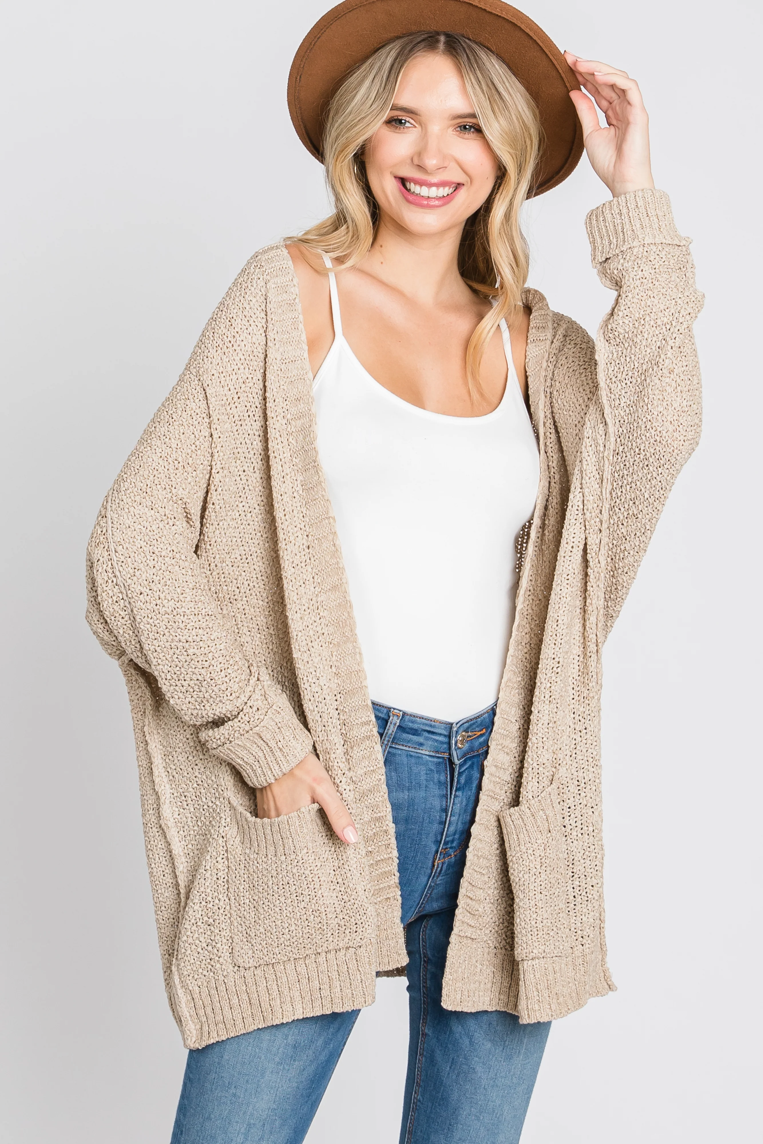 Beige Cuff Sleeve Cardigan - Image 11