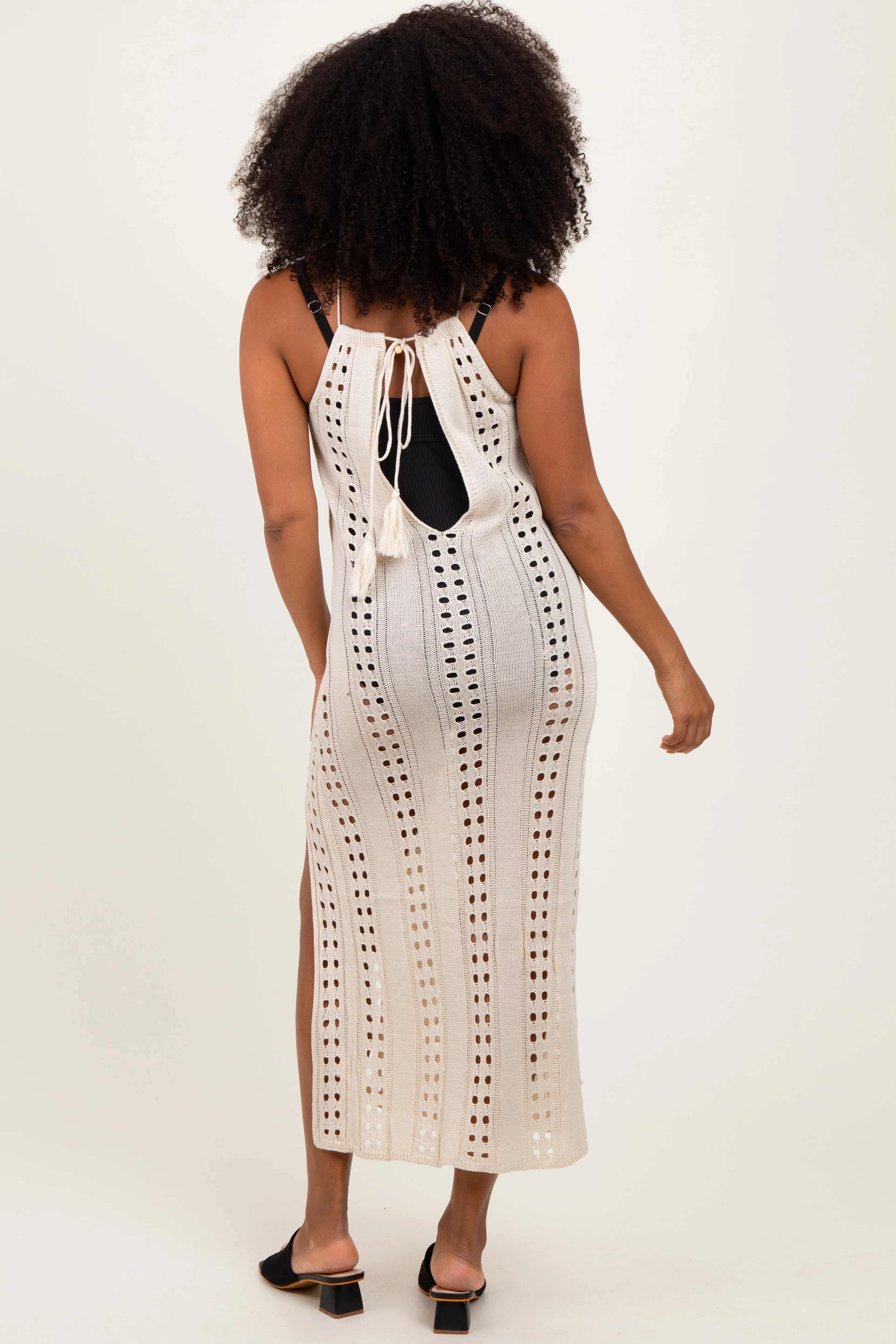 Beige Halter Crochet Cover Up - Image 4