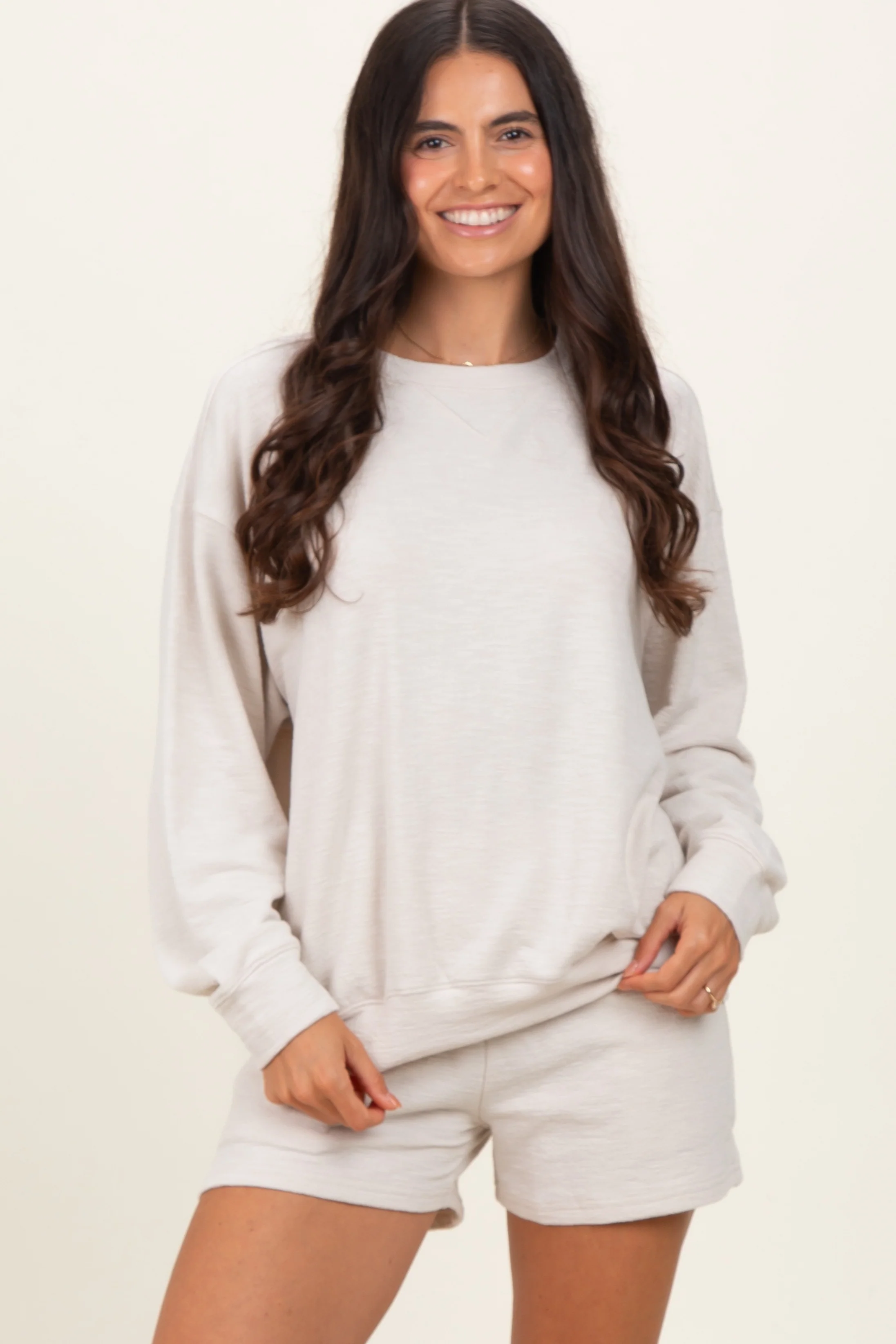 Beige Maternity Pullover & Shorts Set - Image 4