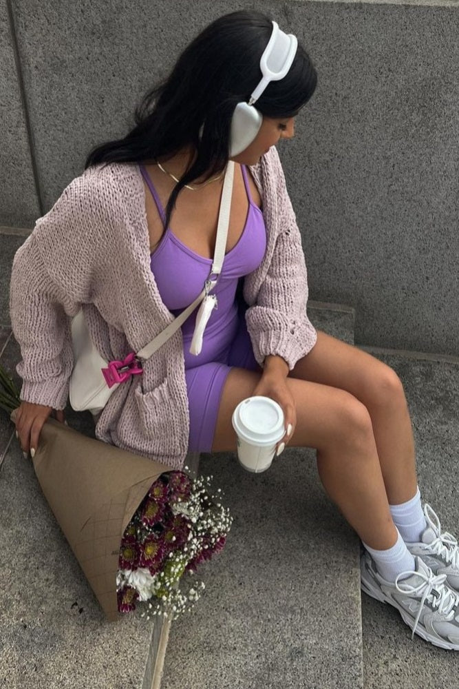 Beige Oversized Bubble Sleeve Cardigan - Image 6