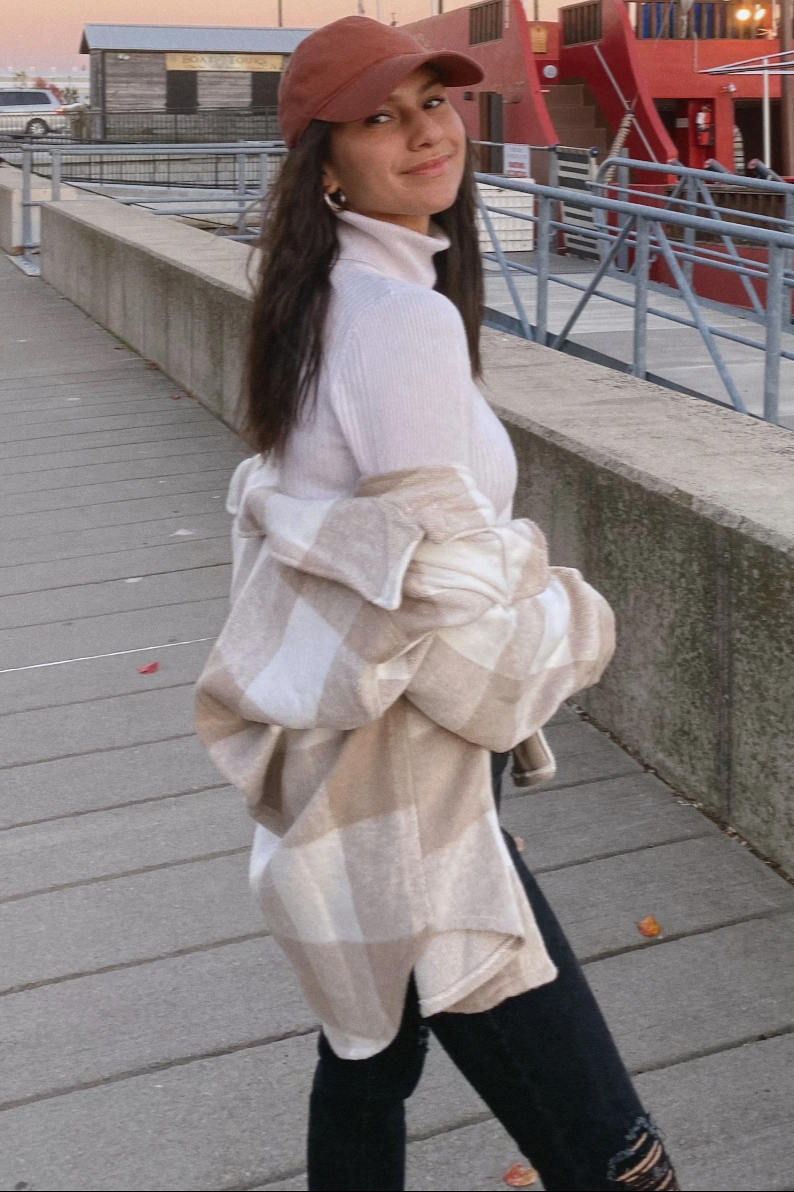 Beige Plaid Knit Shirt Jacket - Image 9