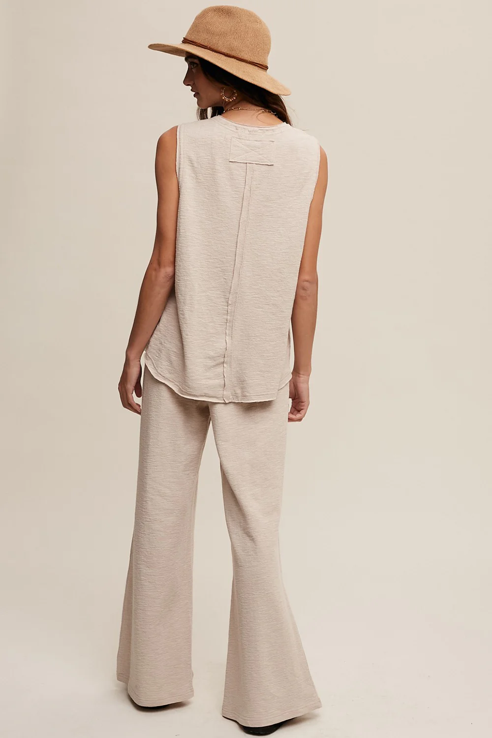 Beige Slub Knit Pants Set - Image 3