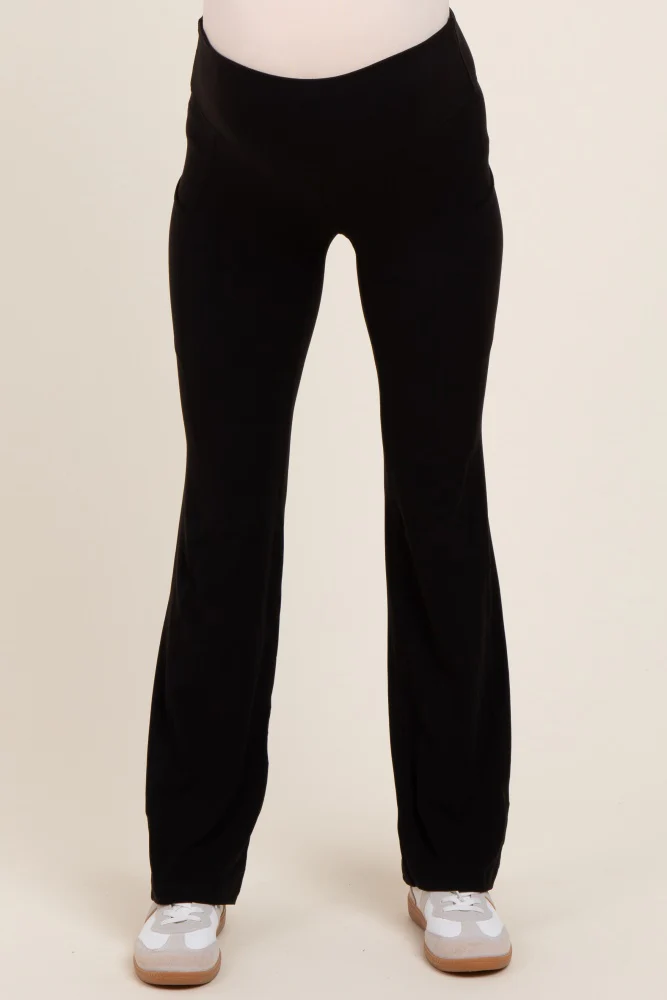 Black Active Pocket Flared Maternity Leggings - Image 3