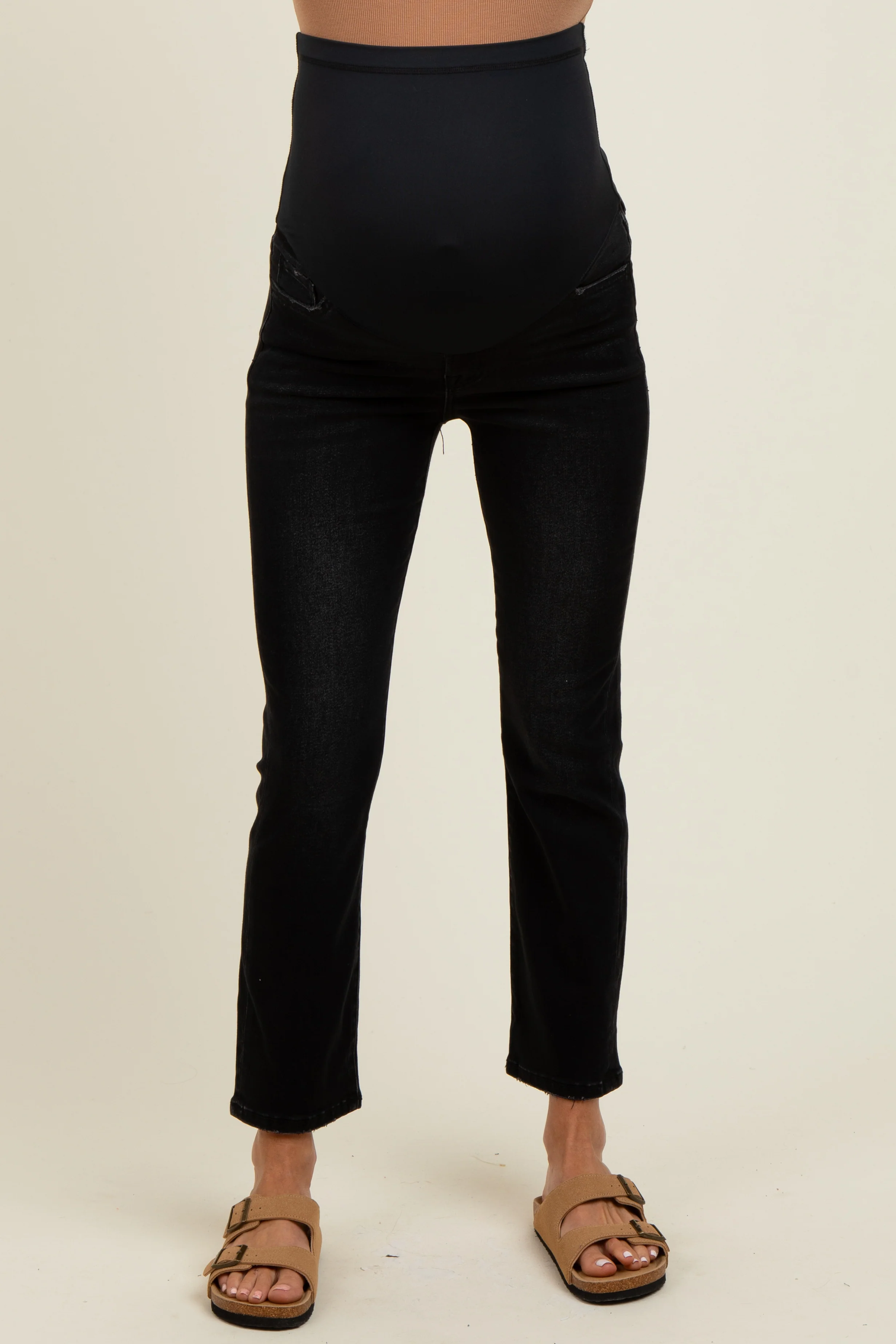 Black Ankle Slim Straight Leg Maternity Jeans - Image 2