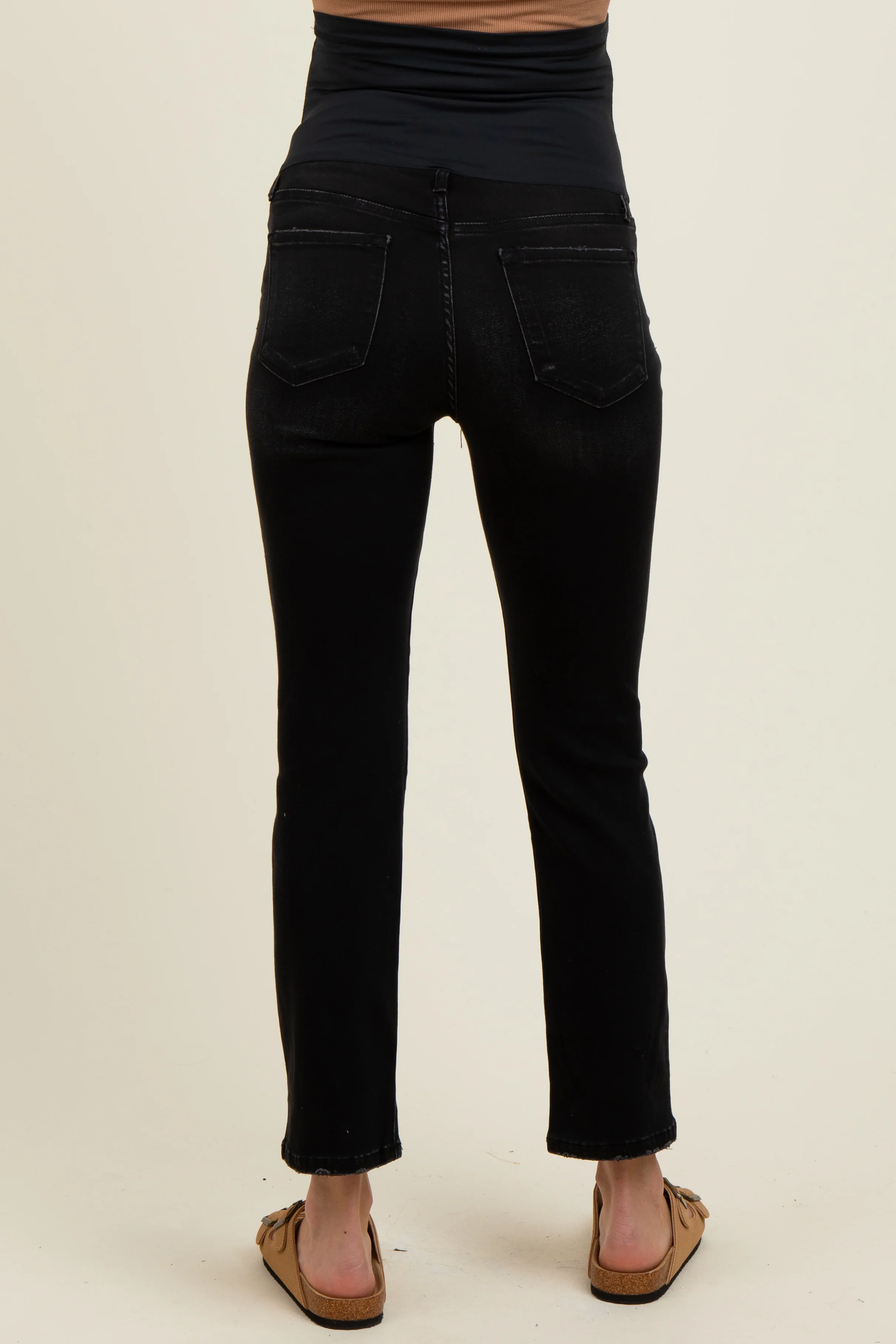 Black Ankle Slim Straight Leg Maternity Jeans - Image 4