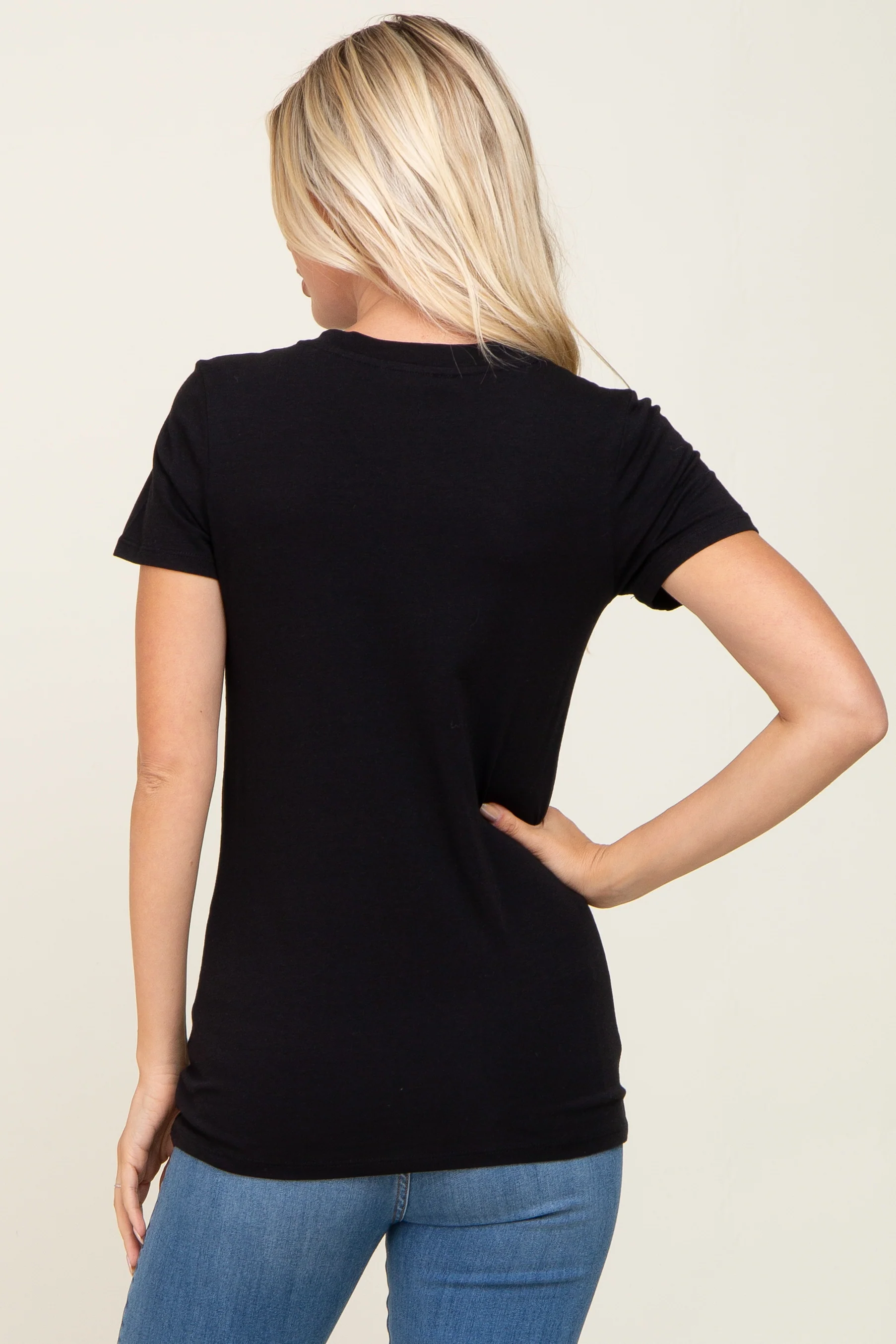 Black Basic Crew Neck Tee - Image 3