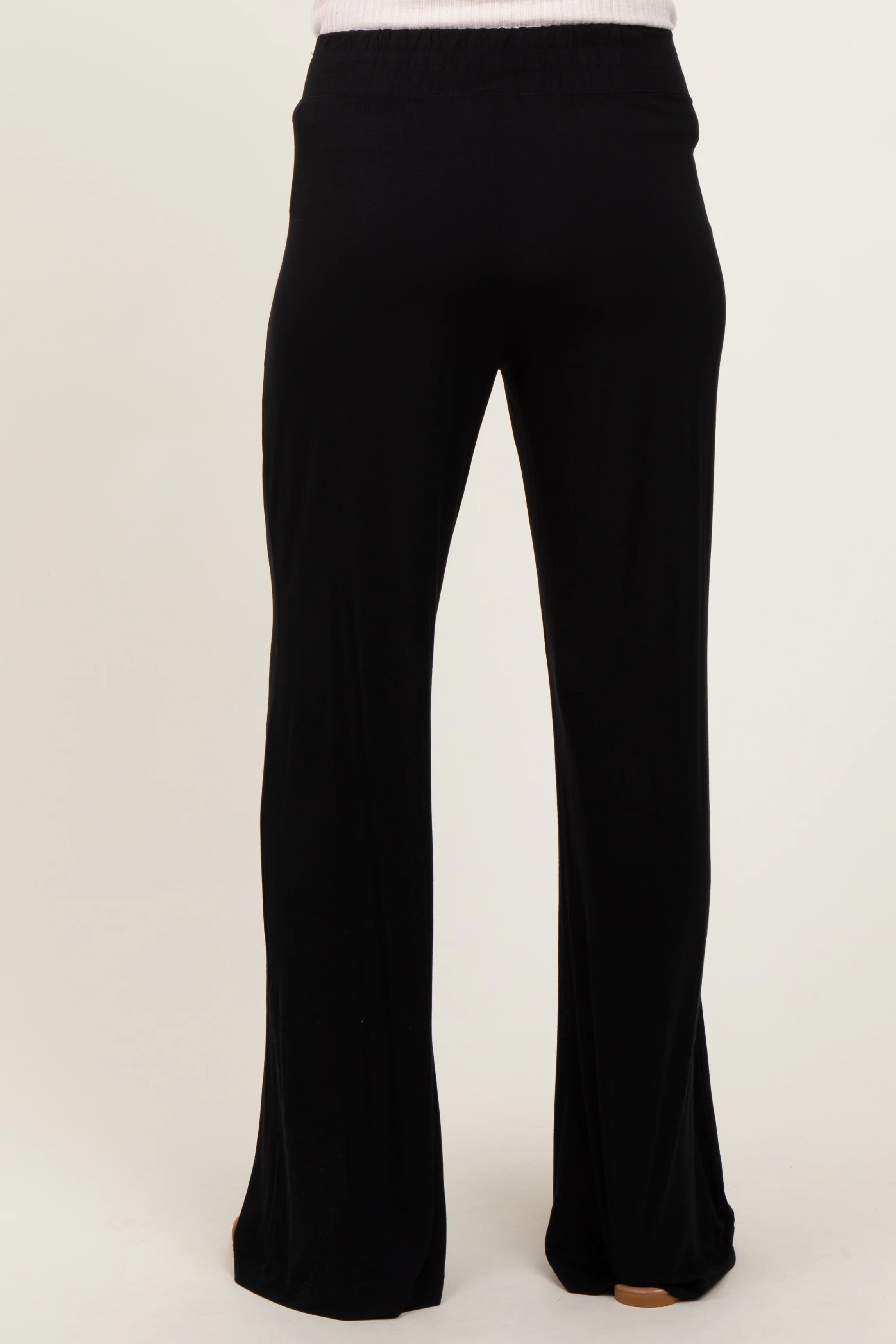 Black Basic Wide Leg Pocketed Maternity Pants - Image 5