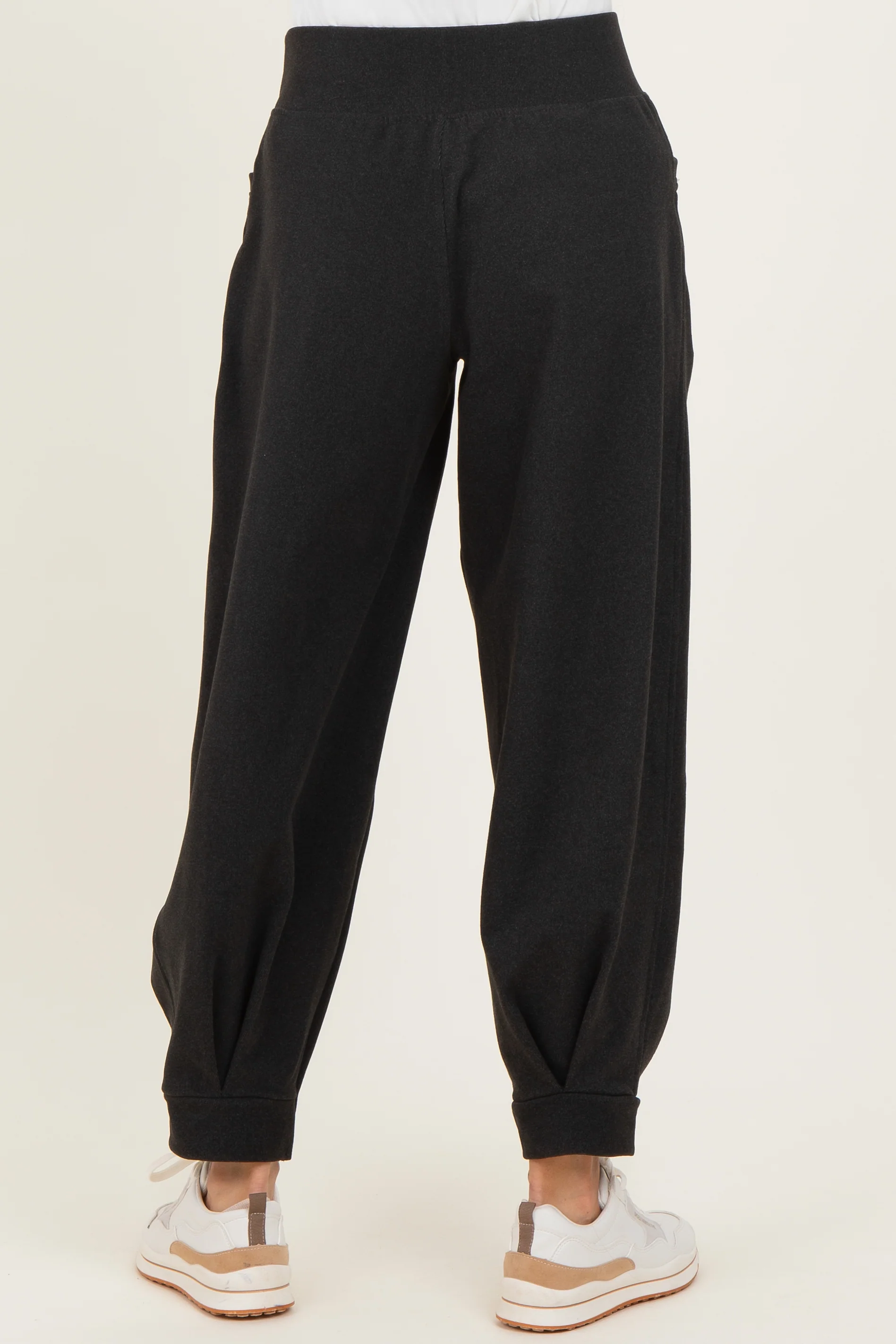 Black Brushed Knit Barrel Leg Joggers - Image 5