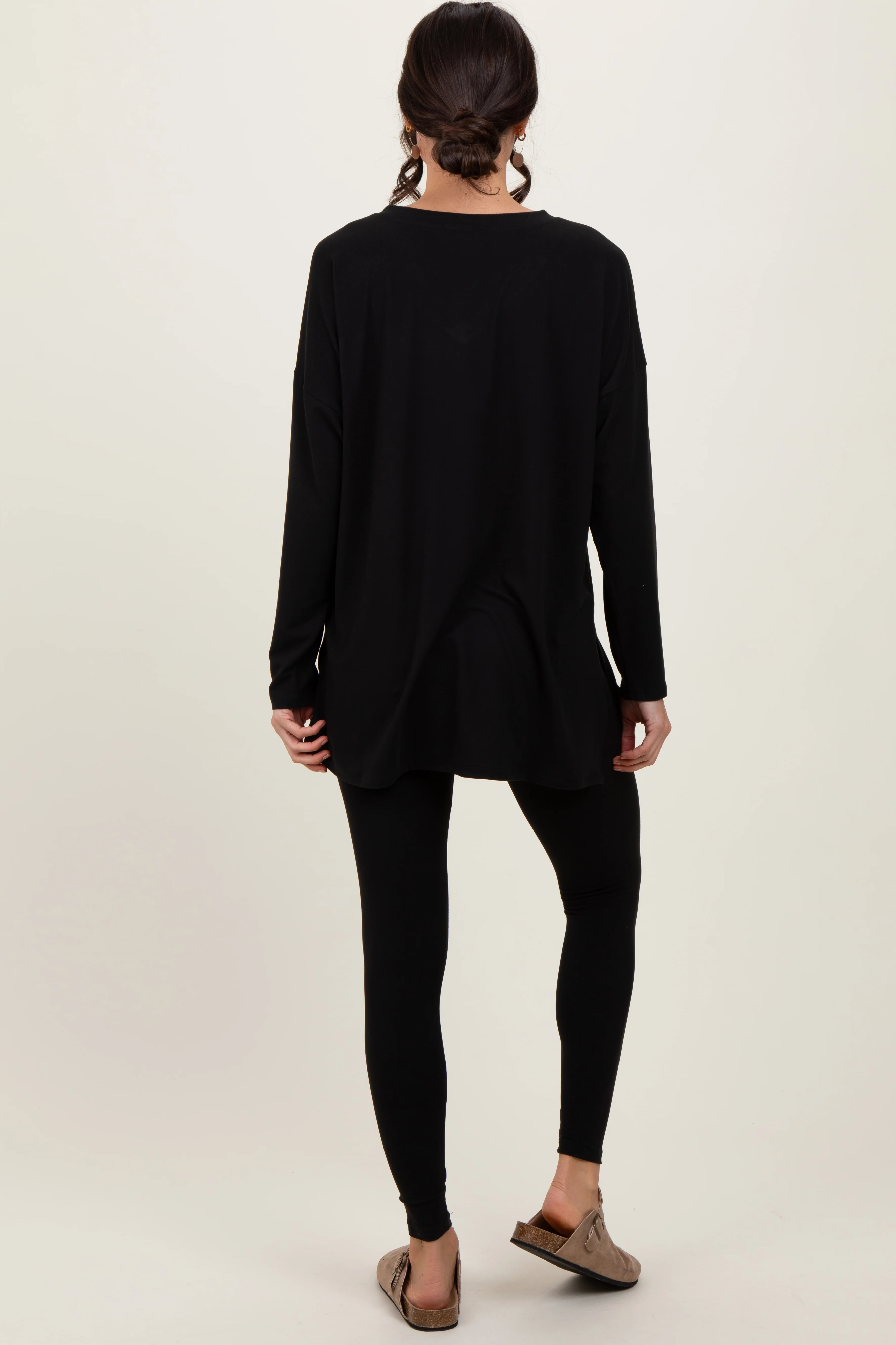 Black Brushed Knit Oversized Top and Legging Set - Image 4