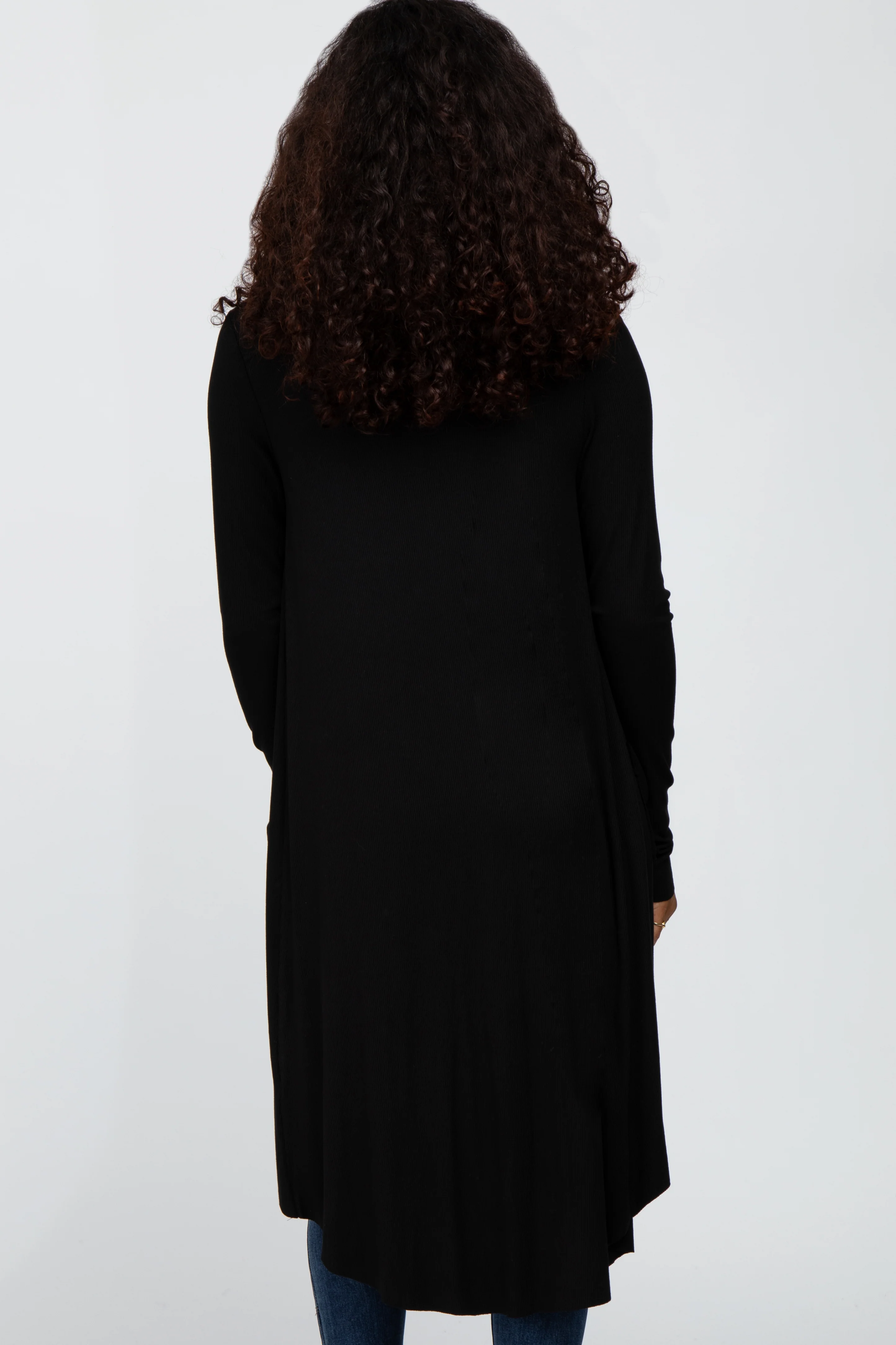 Black Button Front Knit Cardigan - Image 4