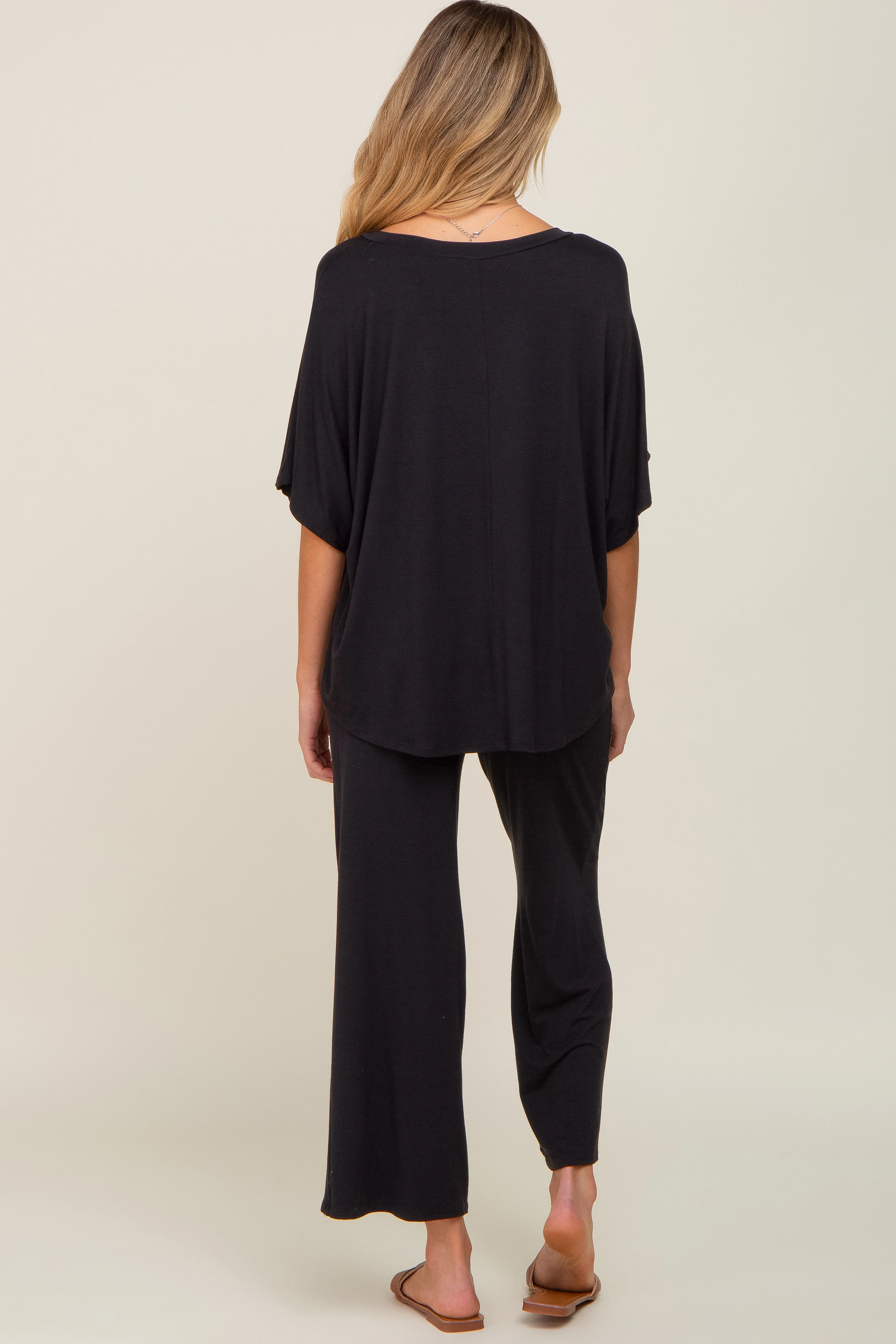 Black Cropped Pant Maternity Set - Image 3