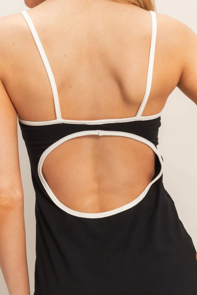 Black Cutout Fitted Midi Dress - Image 5