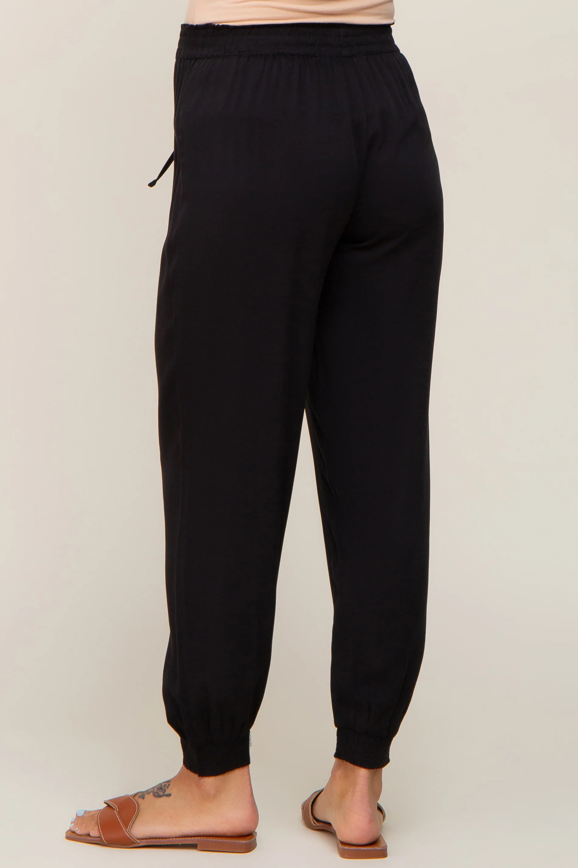 Black Drawstring Accent Maternity Joggers - Image 4