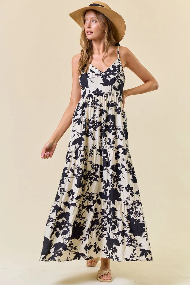 Black Floral Cutout Tie Back Maternity Maxi Dress - Image 5