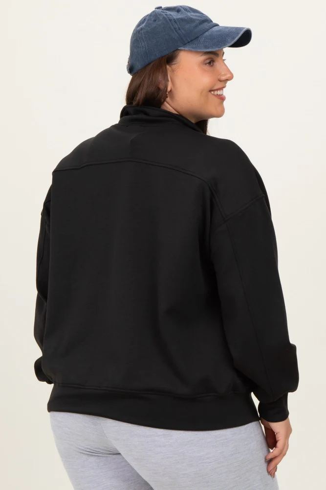 Black Half Zip Plus Pullover - Image 4