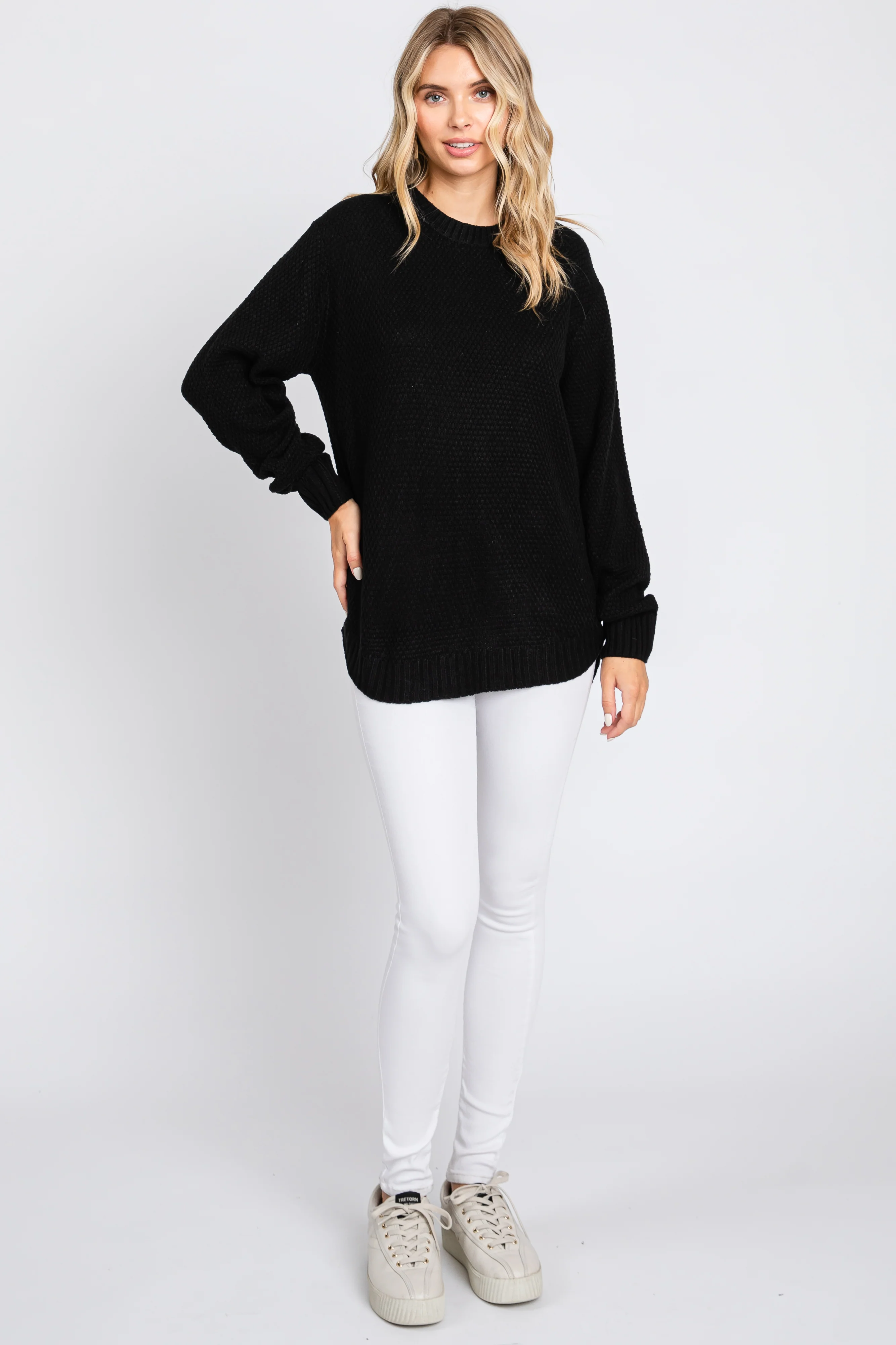Black Knit Pullover Sweater - Image 4