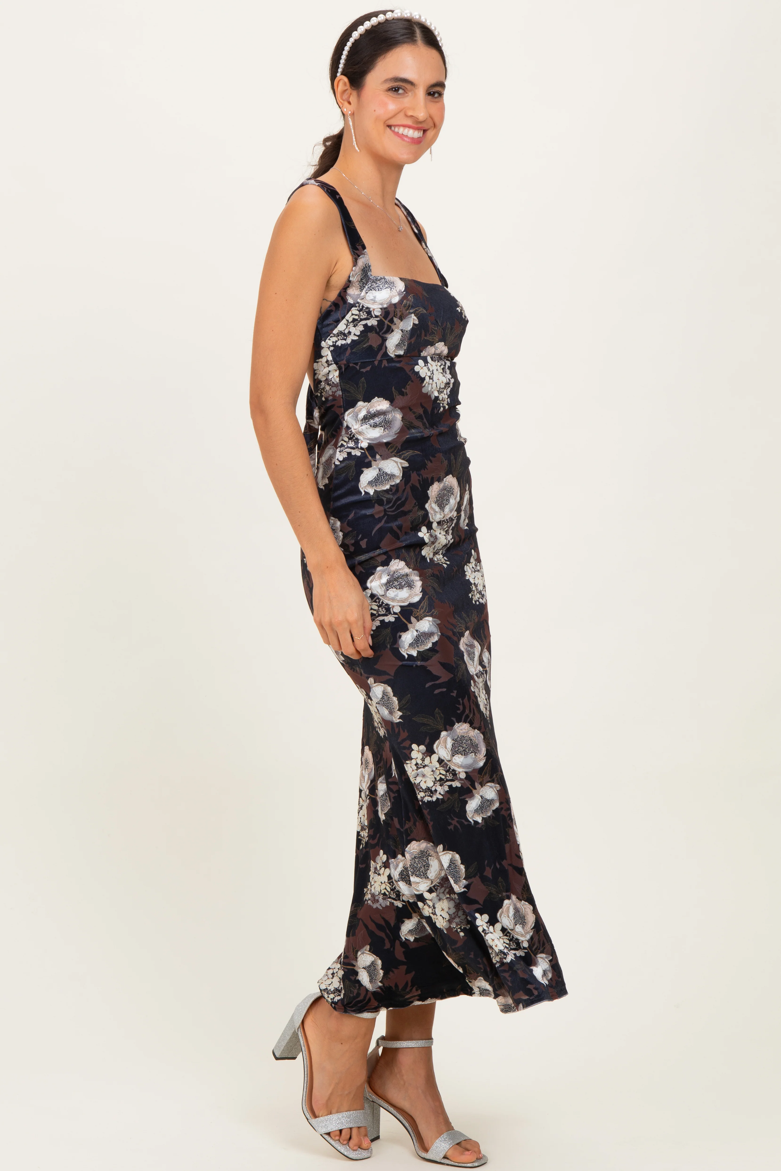 Black Lace Up Back Midi Dress - Image 3