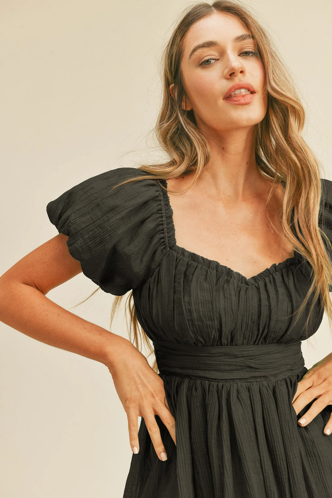 Black Lace Up Back Mini Dress - Image 4