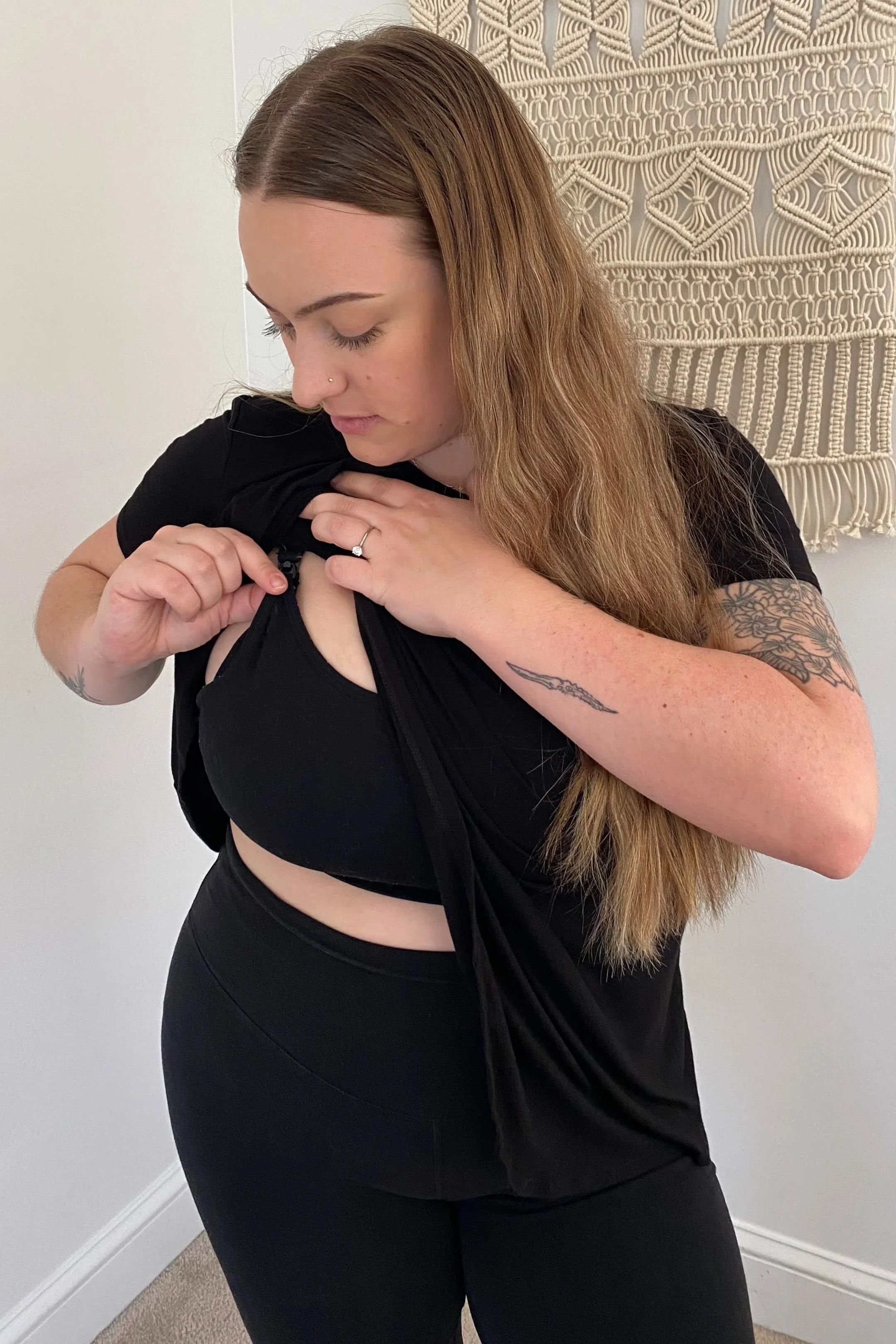 Black Layered Wrap Front Nursing Top - Image 5