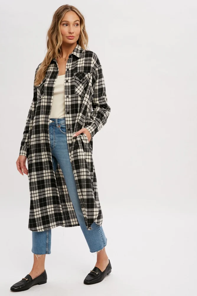 Black Plaid Oversized Shirt - Image 3