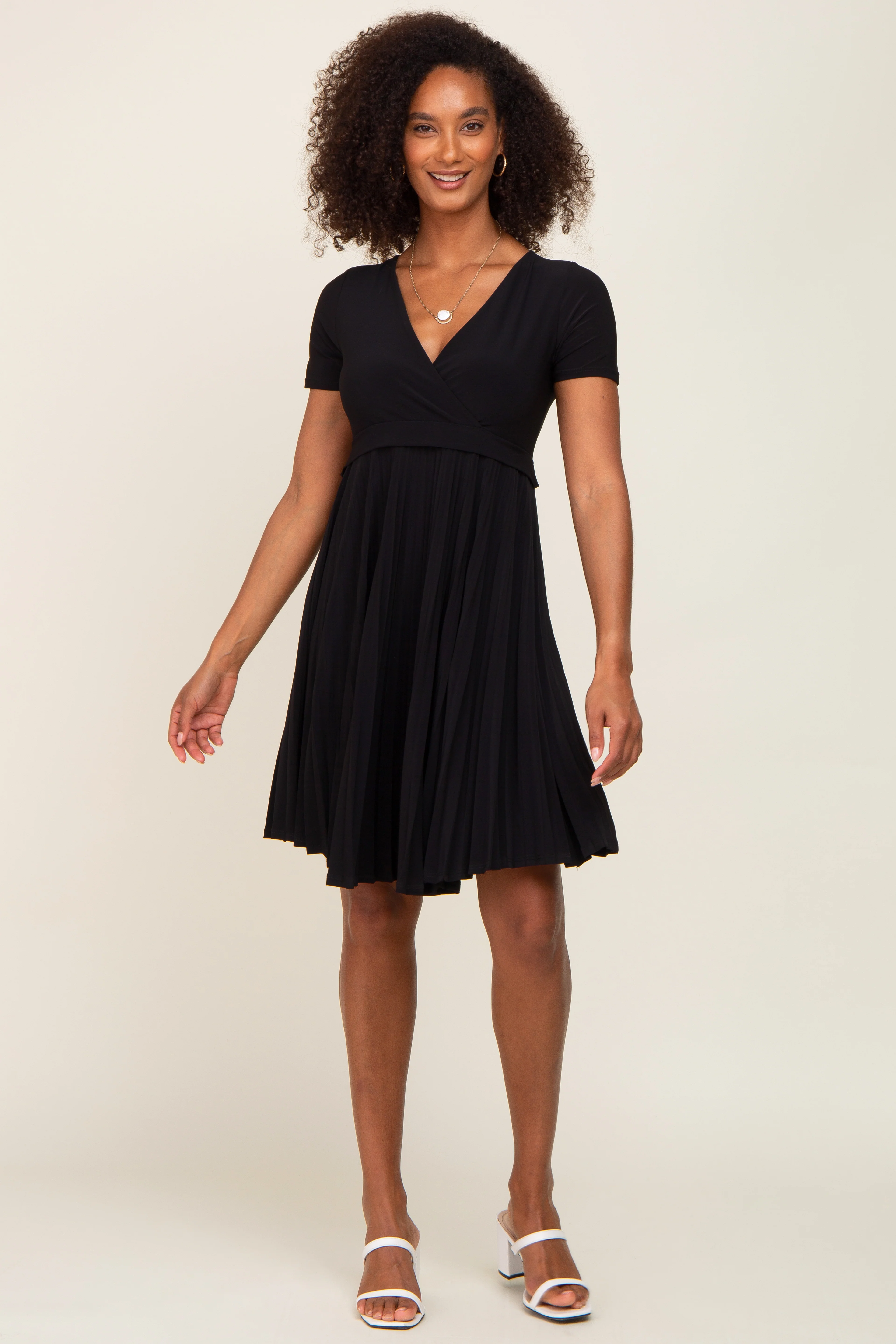 Black Pleated Nursing Dress - Image 4