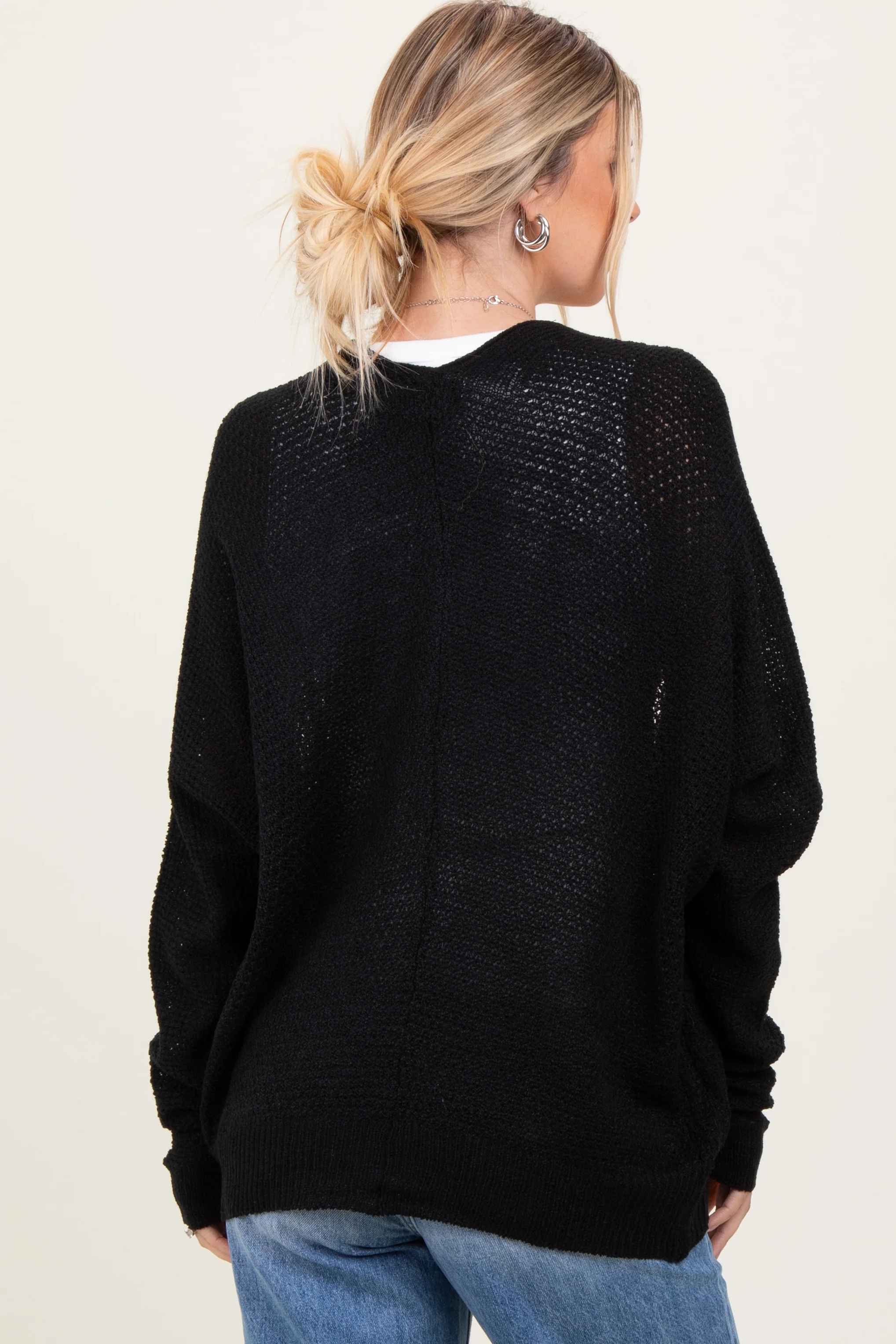Black Pocketed Open Cardigan - Image 4