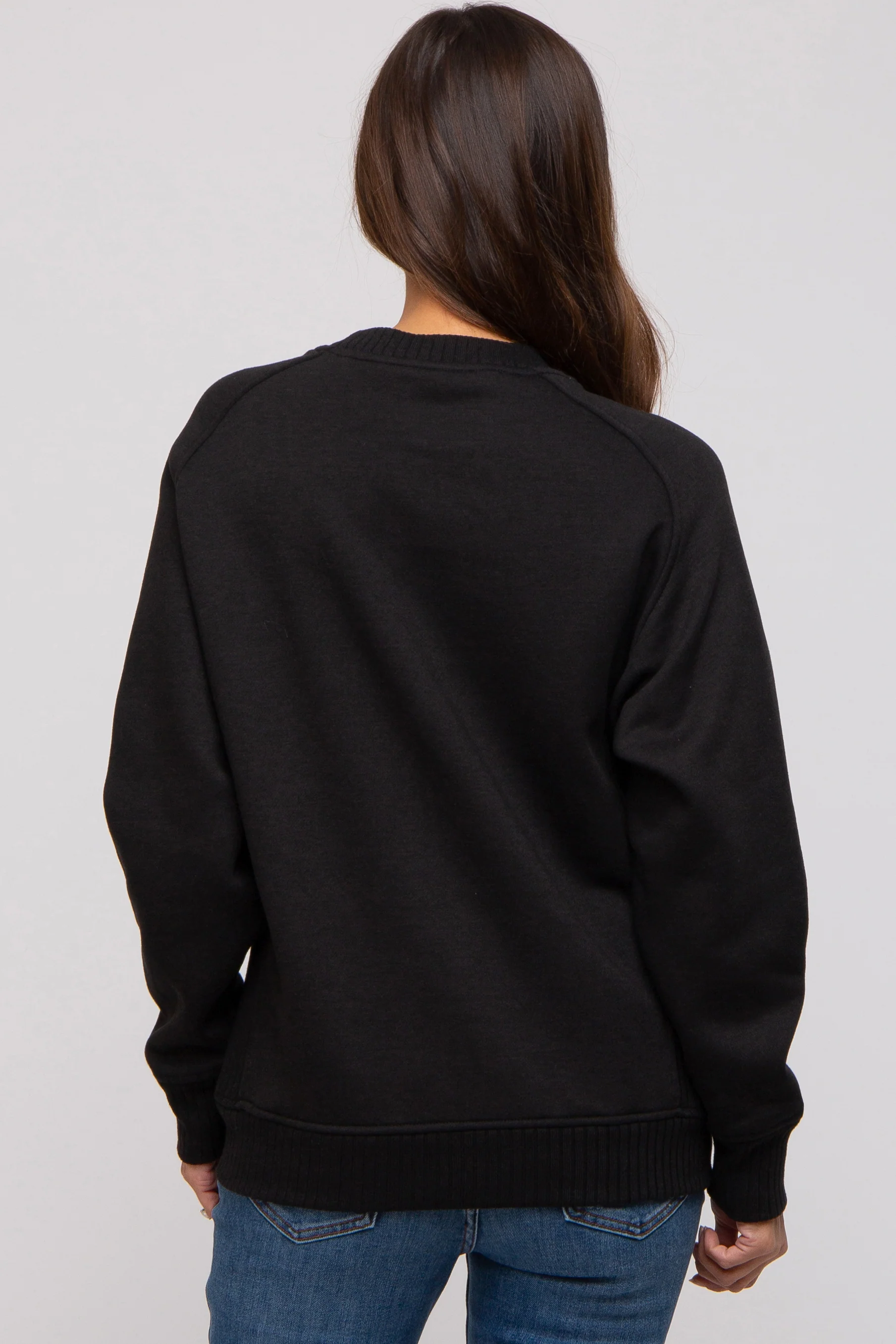 Black Pullover Maternity Terry Crewneck - Image 3