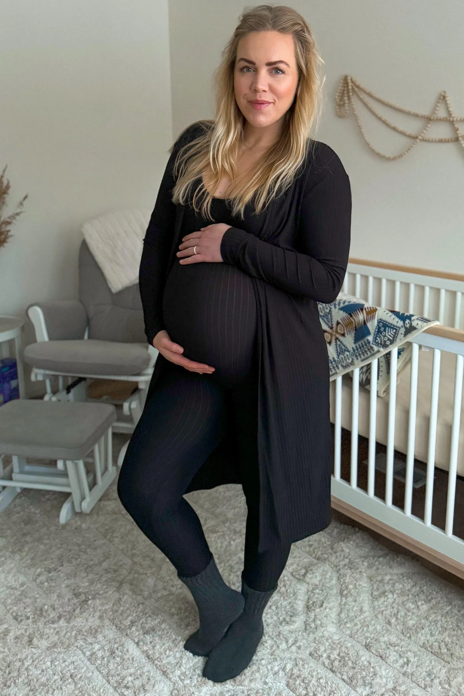 Black Ribbed Maternity Jumpsuit Two Piece Set - Image 8
