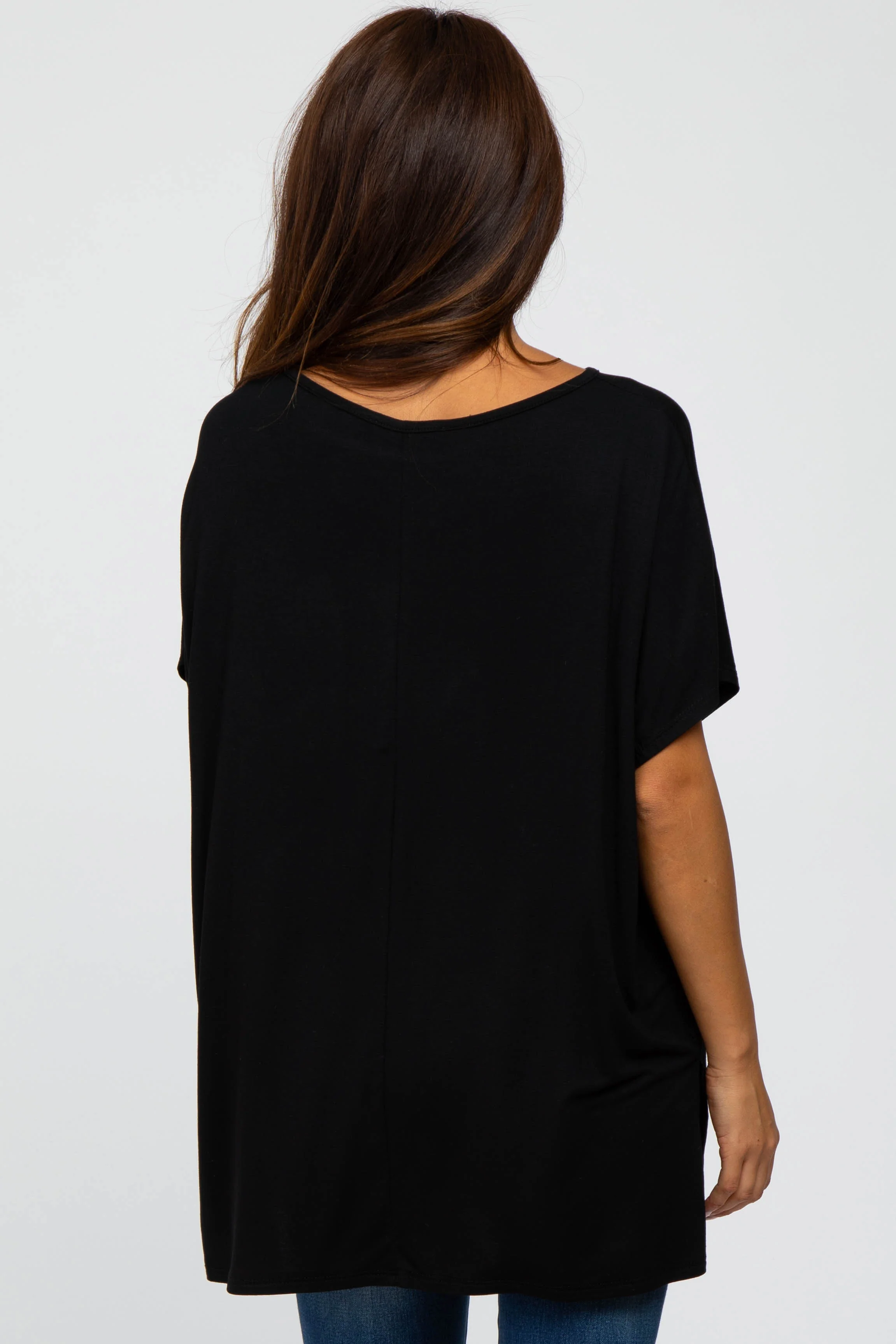 Black Short Sleeve Boatneck Top - Image 3