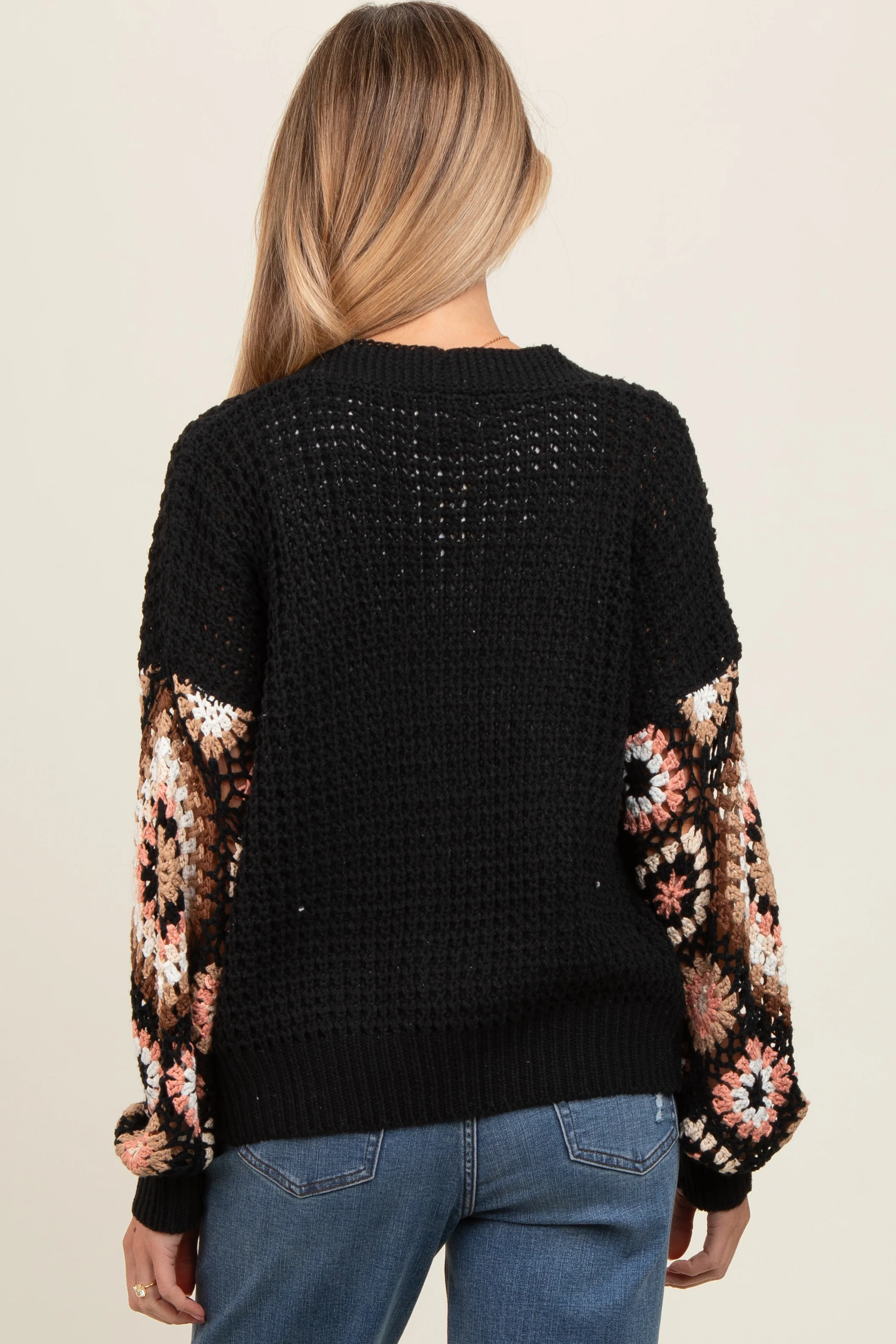 Black Sleeve Crochet Maternity Cardigan - Image 4