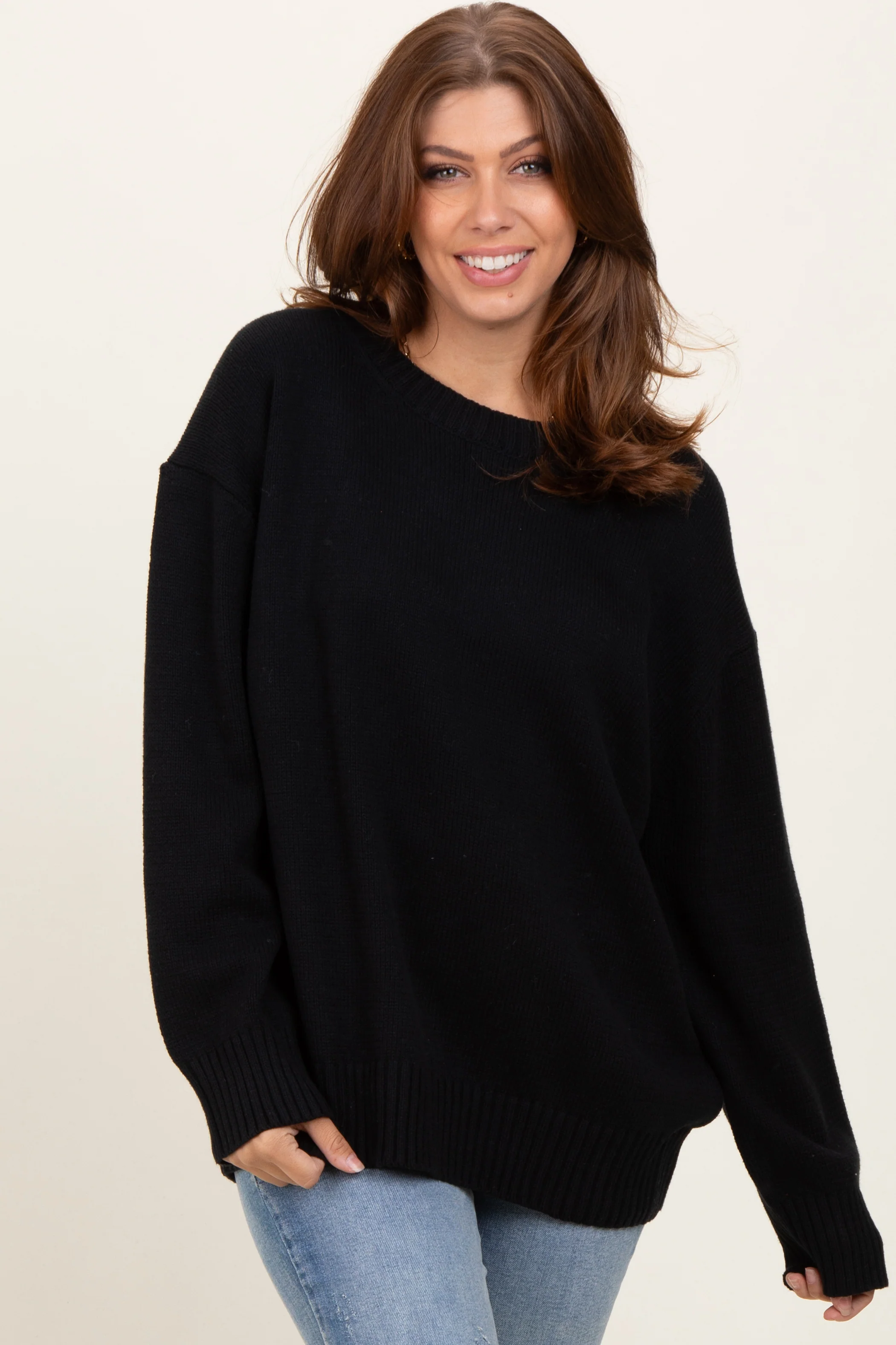 Black Soft Knit Basic Maternity Sweater - Image 5