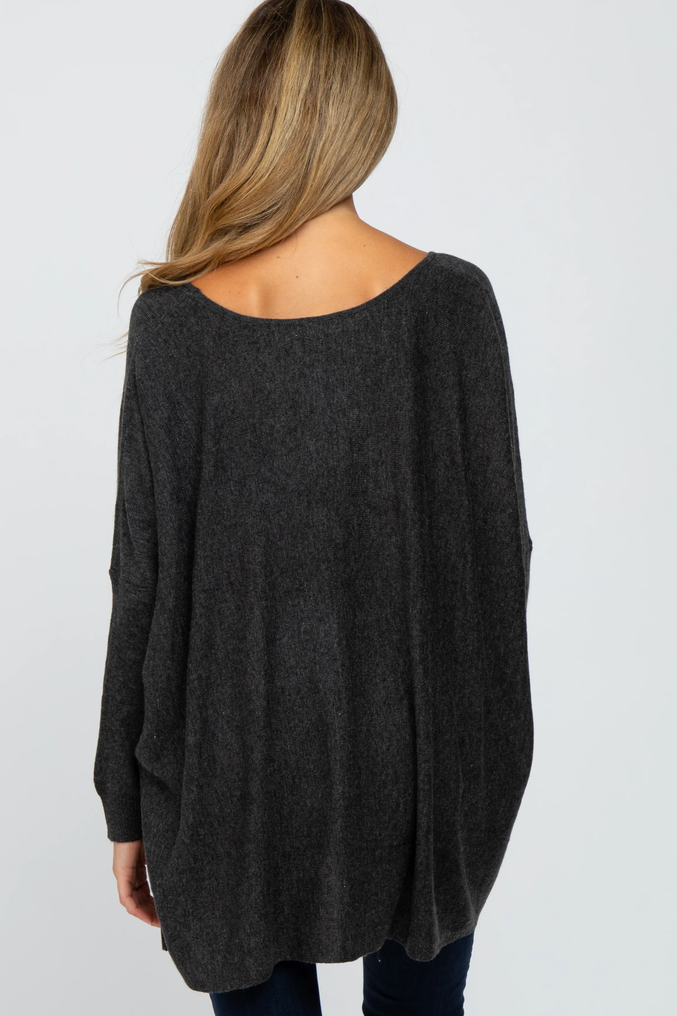 Black Soft Knit Dolman Sleeve Maternity Sweater - Image 2