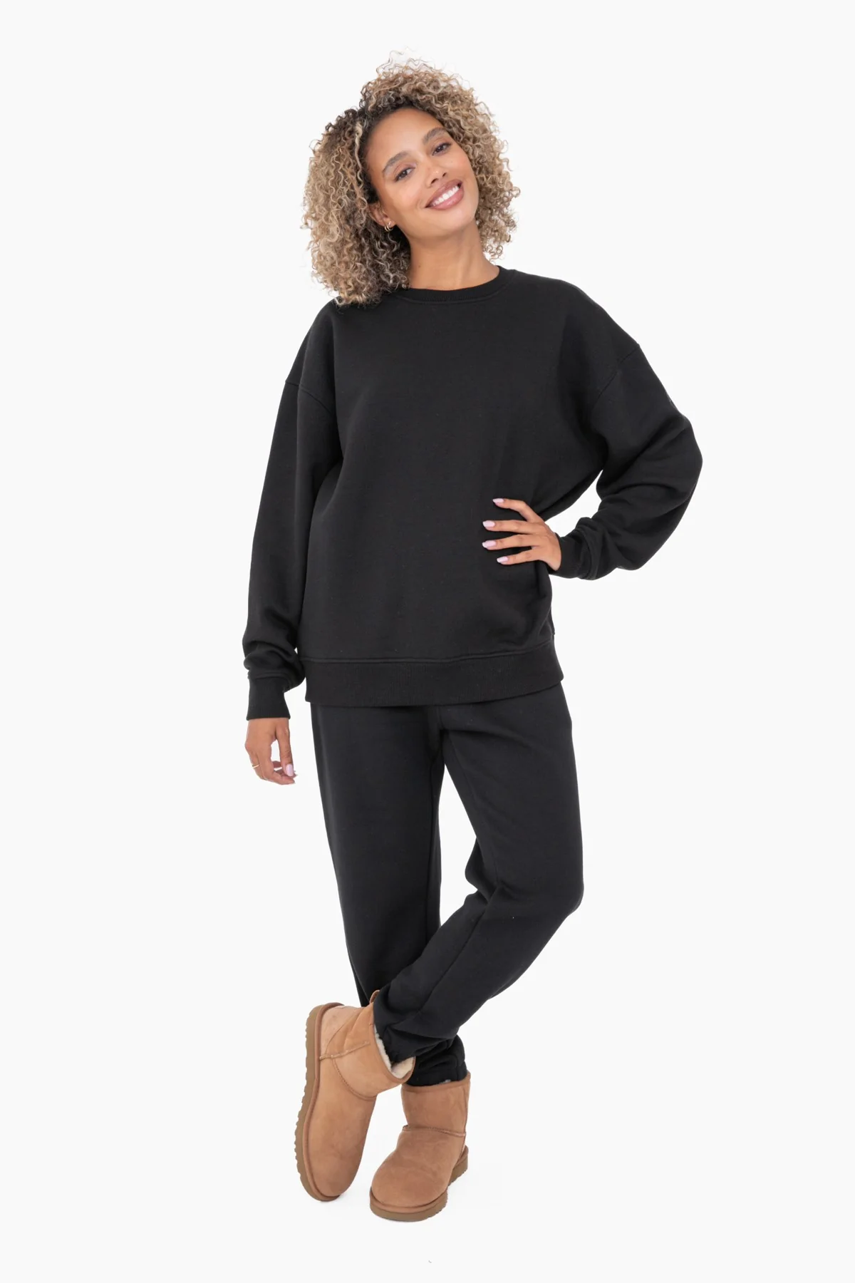 Black Soft Knit Fleece Lined Sweatshirt - Image 5
