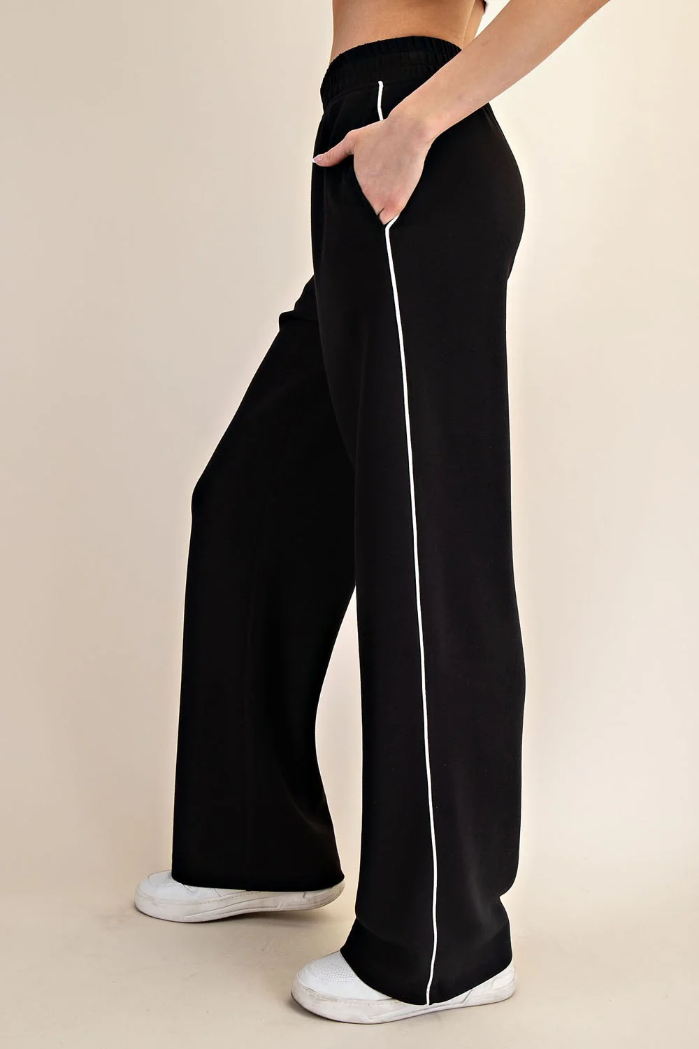 Black Stripe Detail Maternity Lounge Pants - Image 6