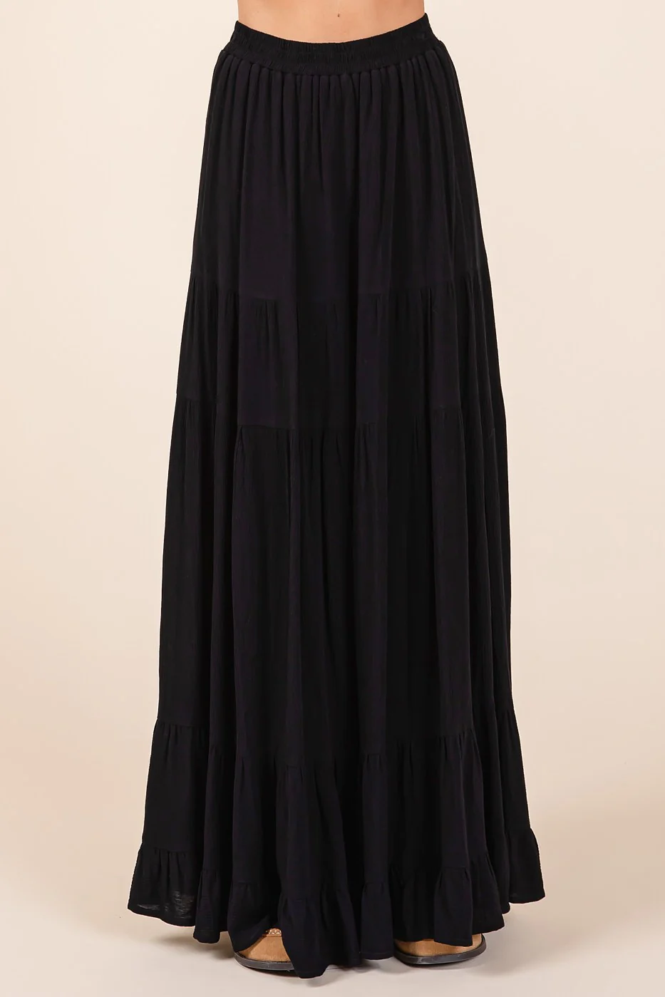 Black Tiered Ruffle Hem Maxi Skirt - Image 3