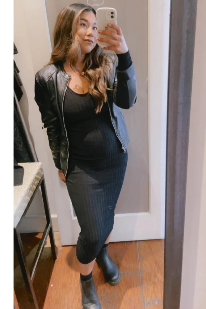 Black V-Neck Long Sleeve Fitted Maternity Maxi Dress - Image 5