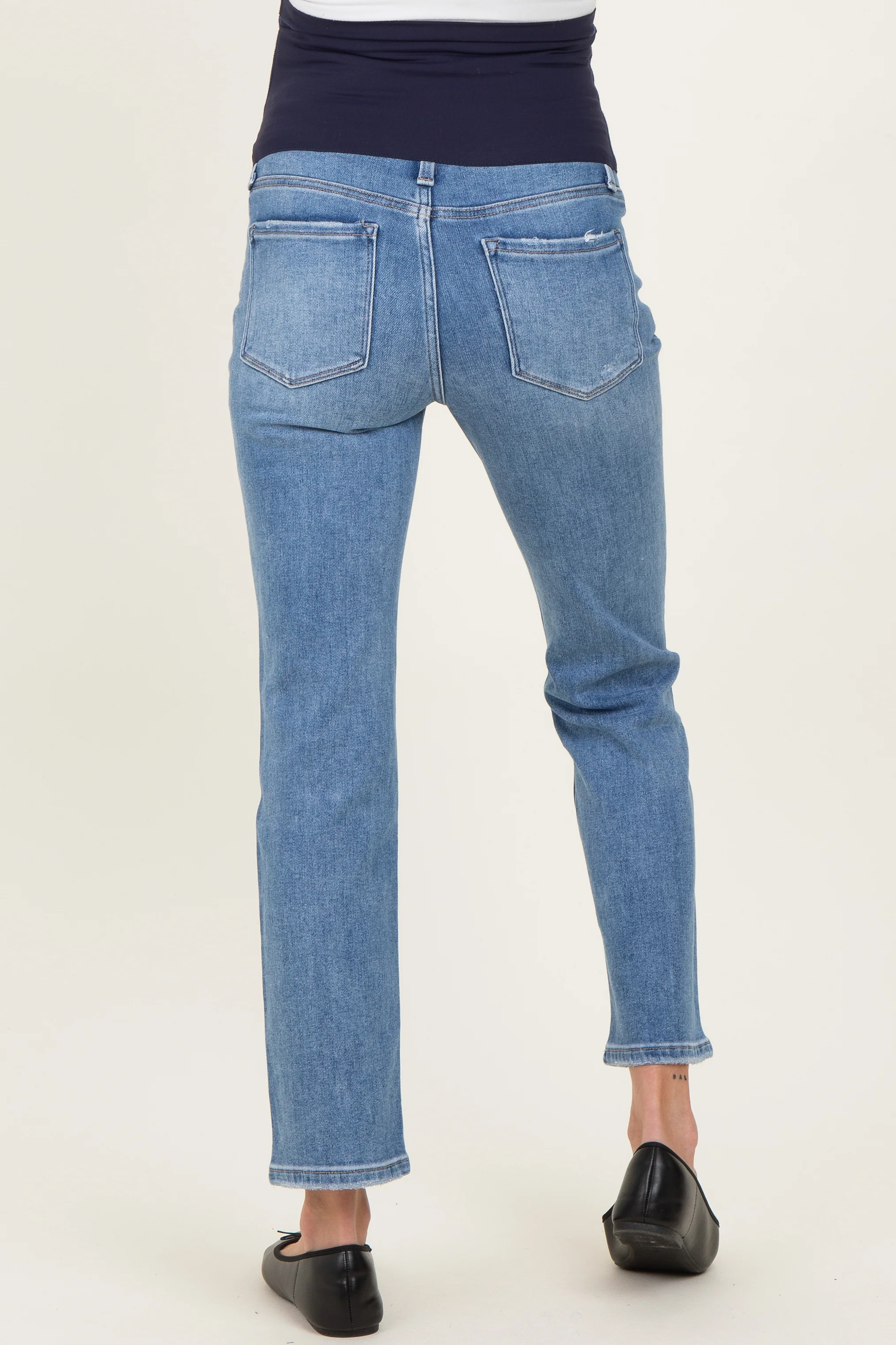 Blue Ankle Slim Straight Leg Maternity Jeans - Image 4