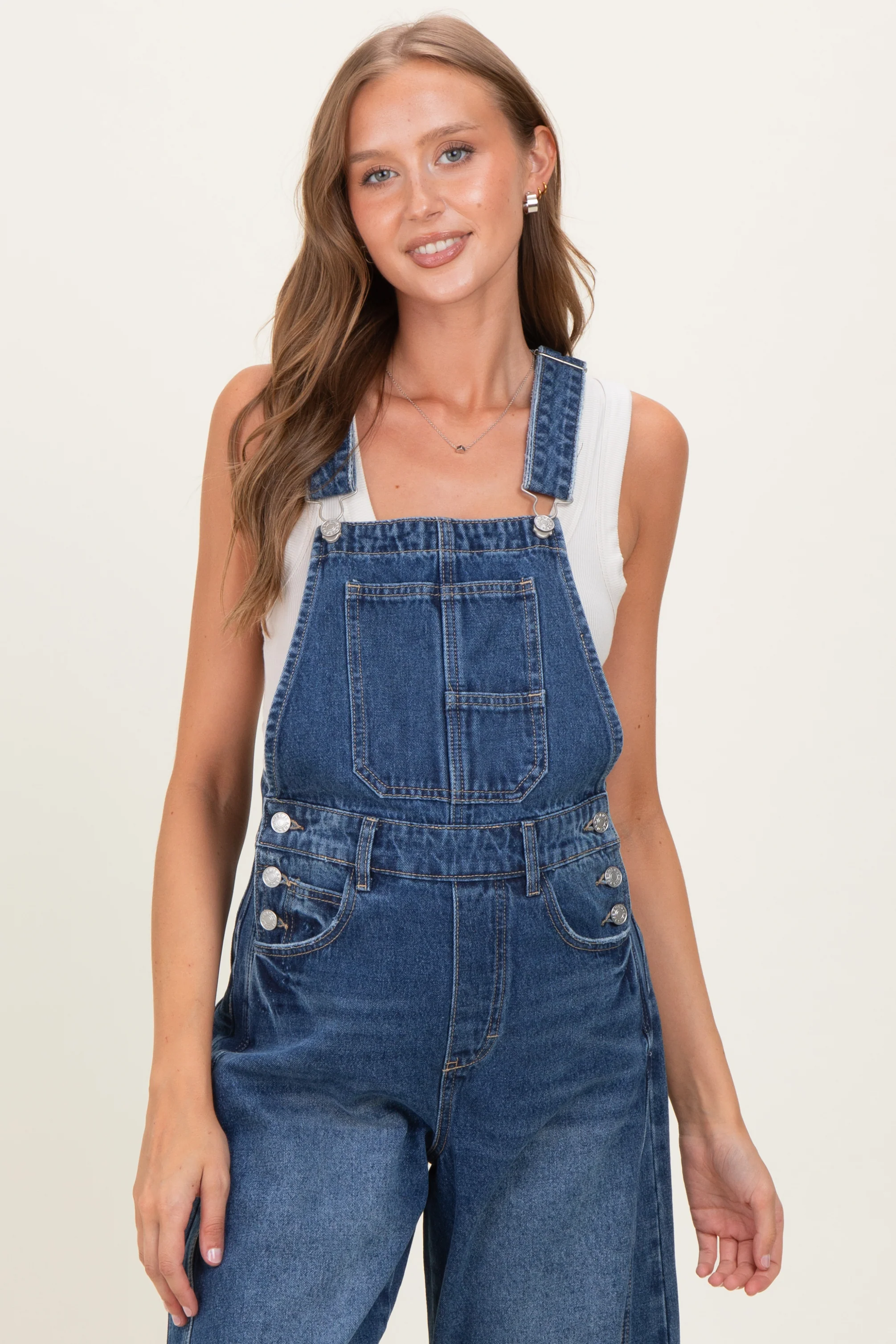 Blue Barrel Leg Maternity Denim Overalls - Image 3