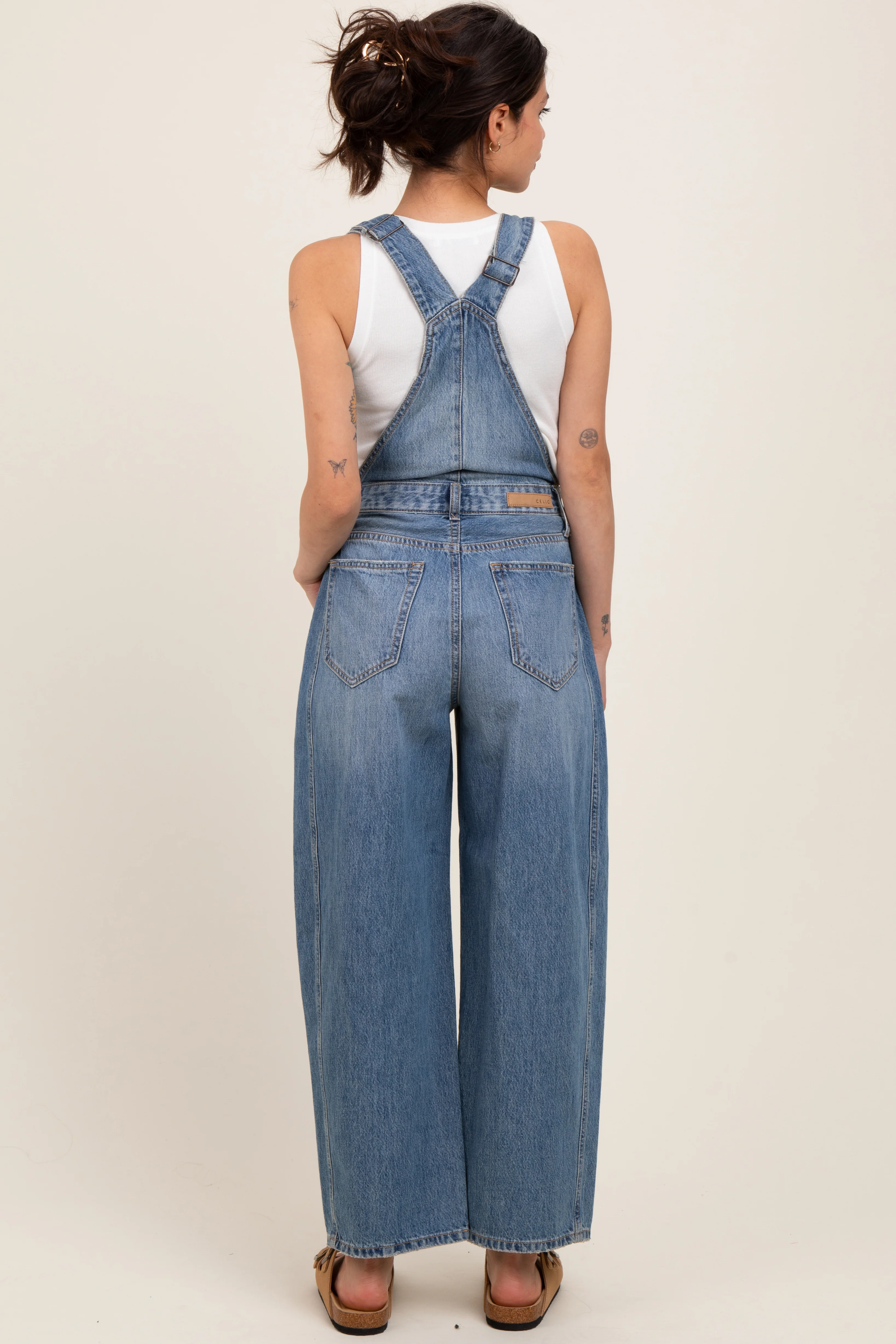 Blue Barrel Leg Maternity Overalls - Image 4