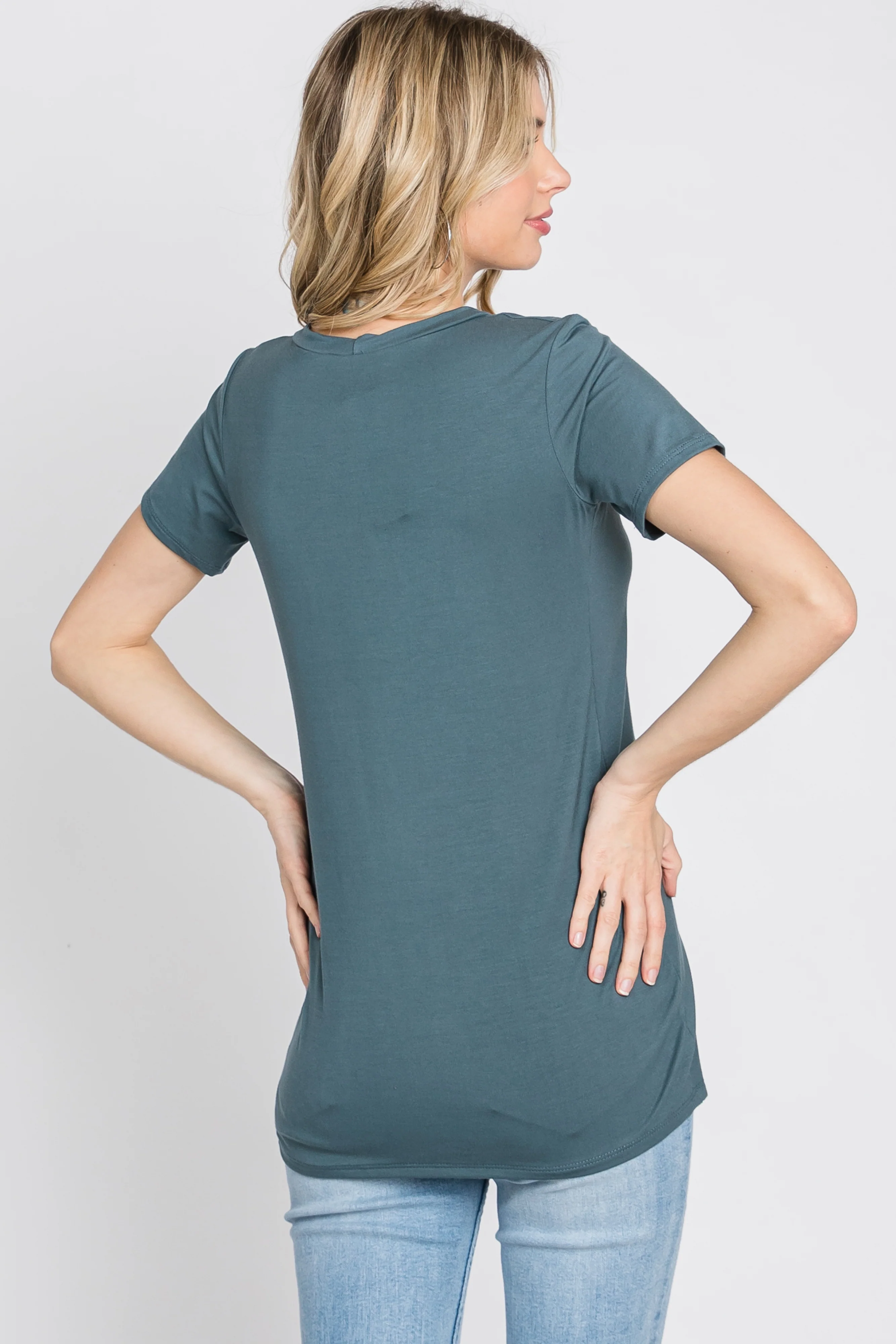 Blue Basic Short Sleeve Top - Image 8