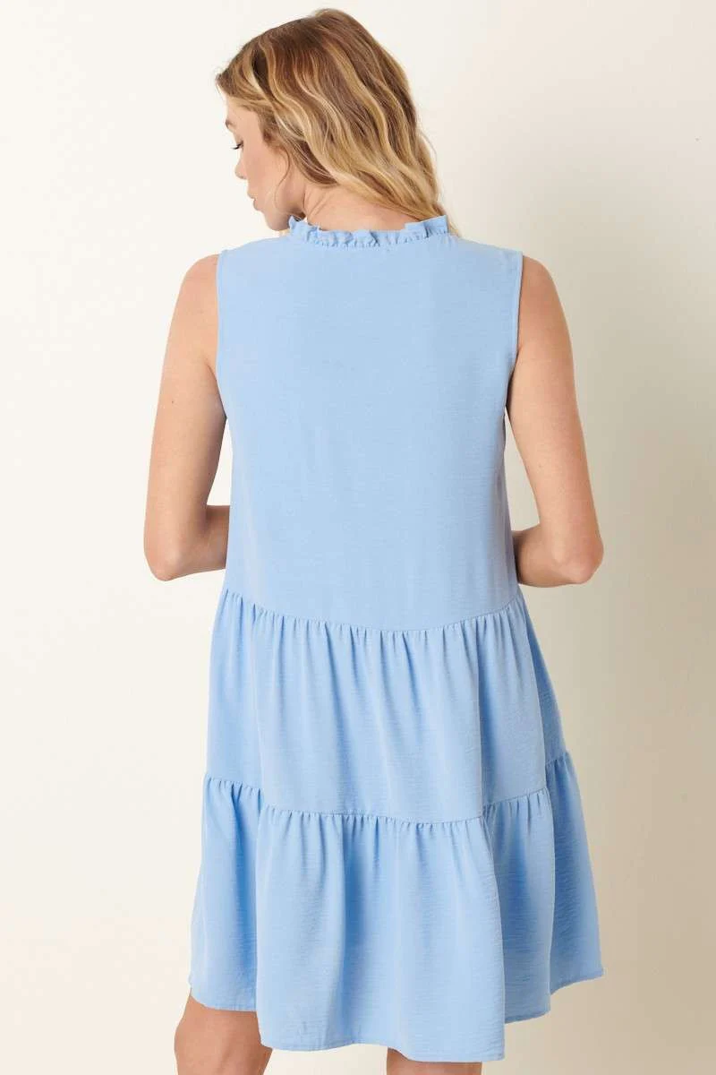 Blue Button Front Sleeveless Mini Dress - Image 4