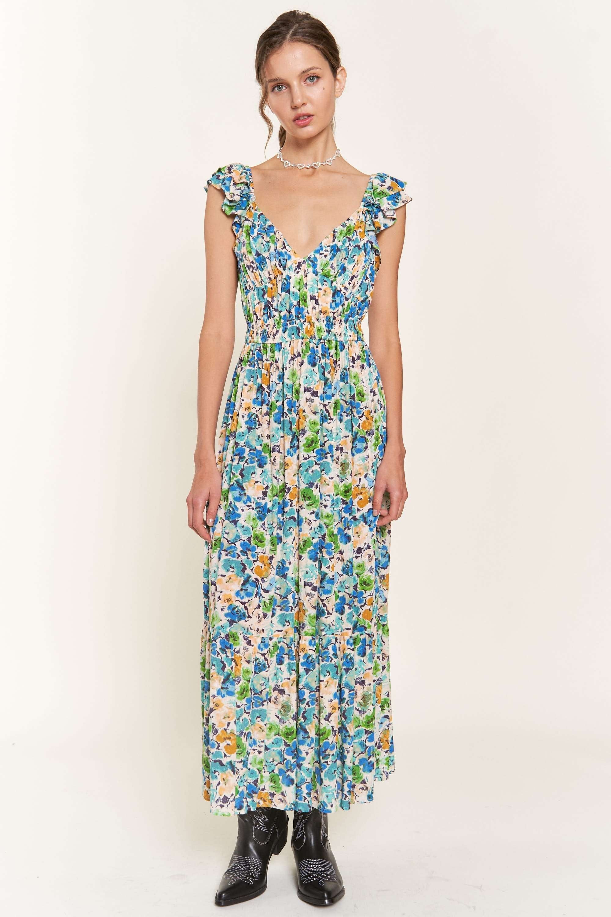Blue Flower Midi Dress - Image 2